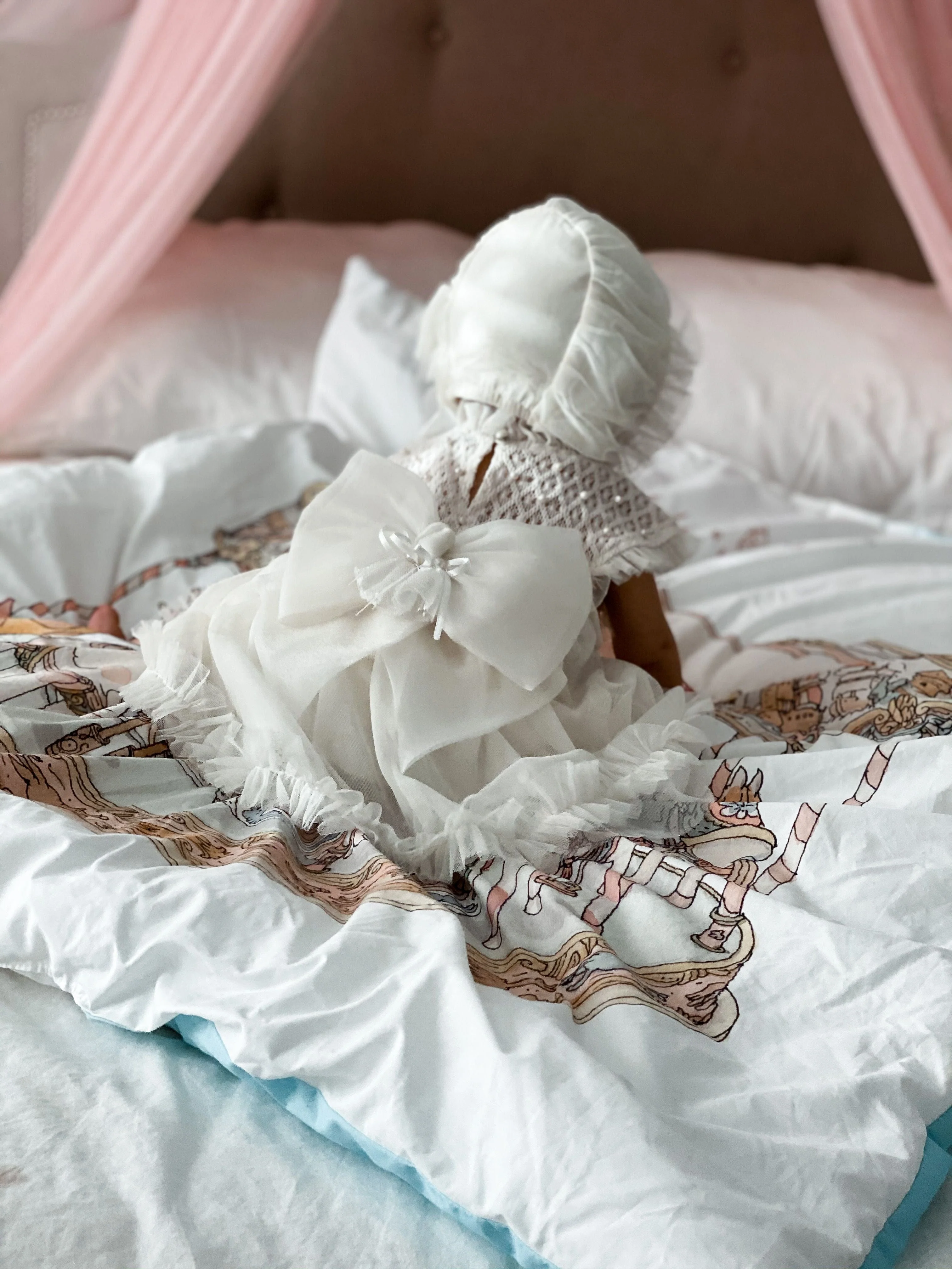 Bella Buttermilk Tulle Bonnet - Image 11