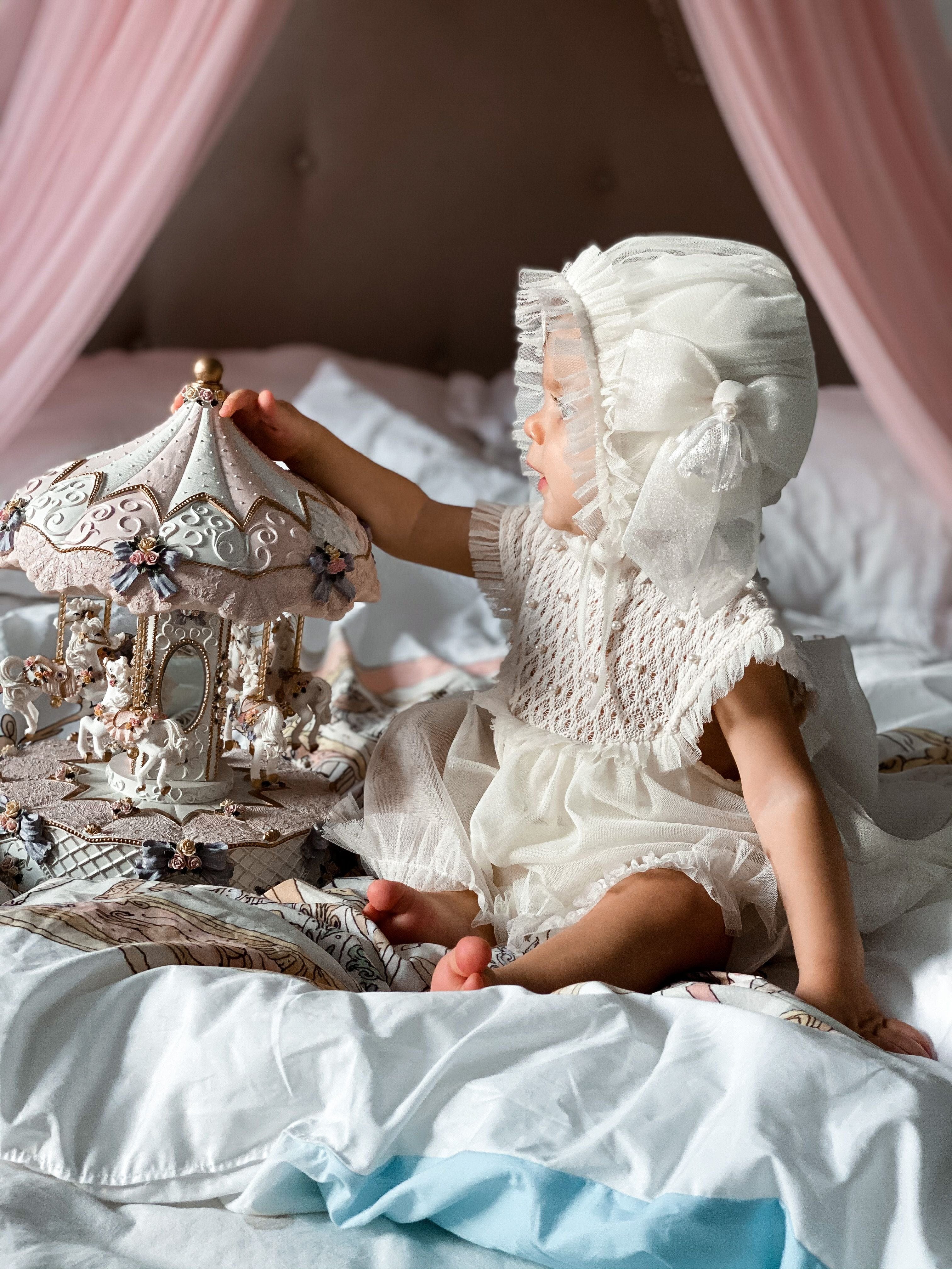 Bella Buttermilk Tulle Bonnet - Image 14