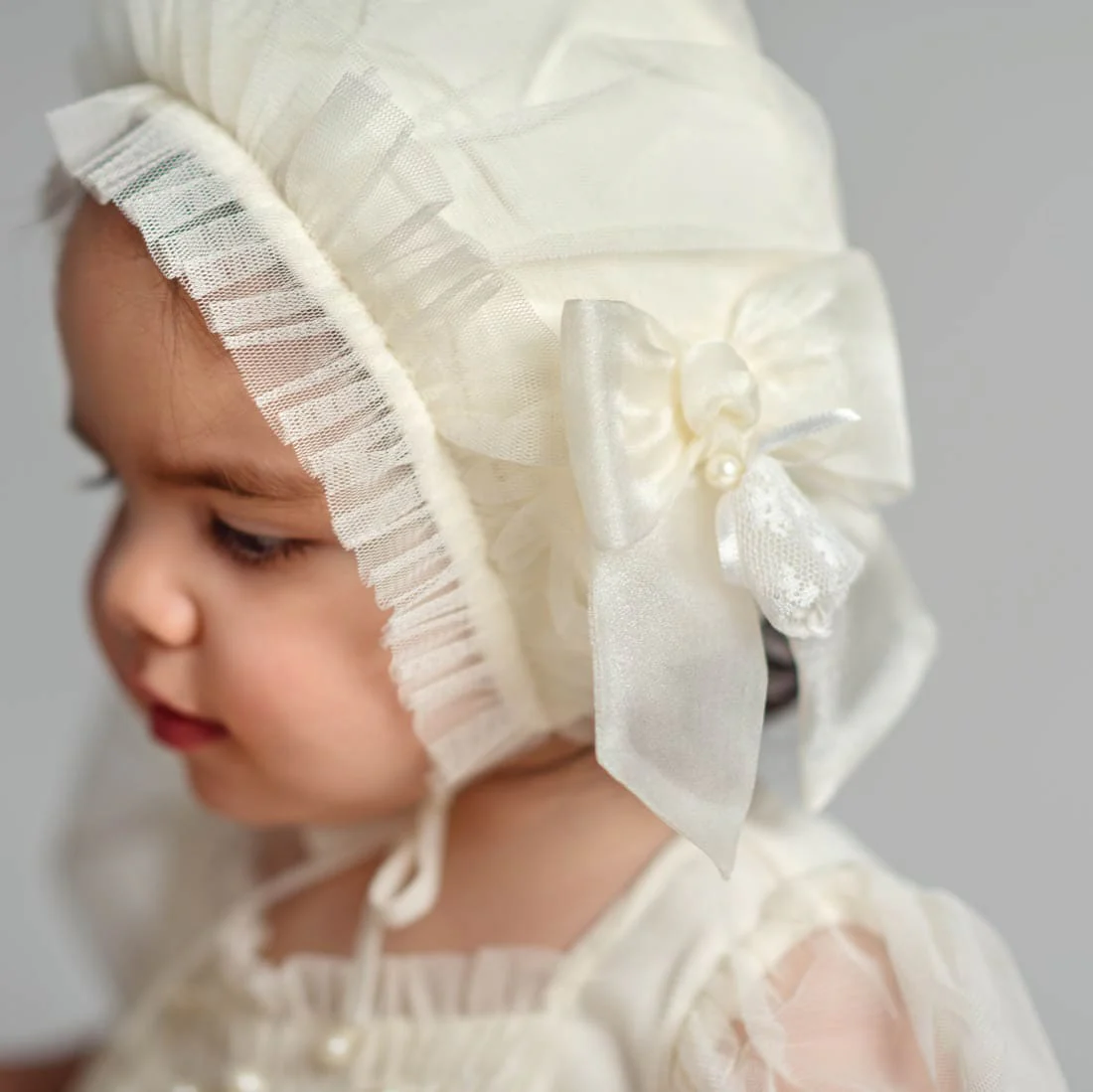 Bella Buttermilk Tulle Bonnet - Image 2