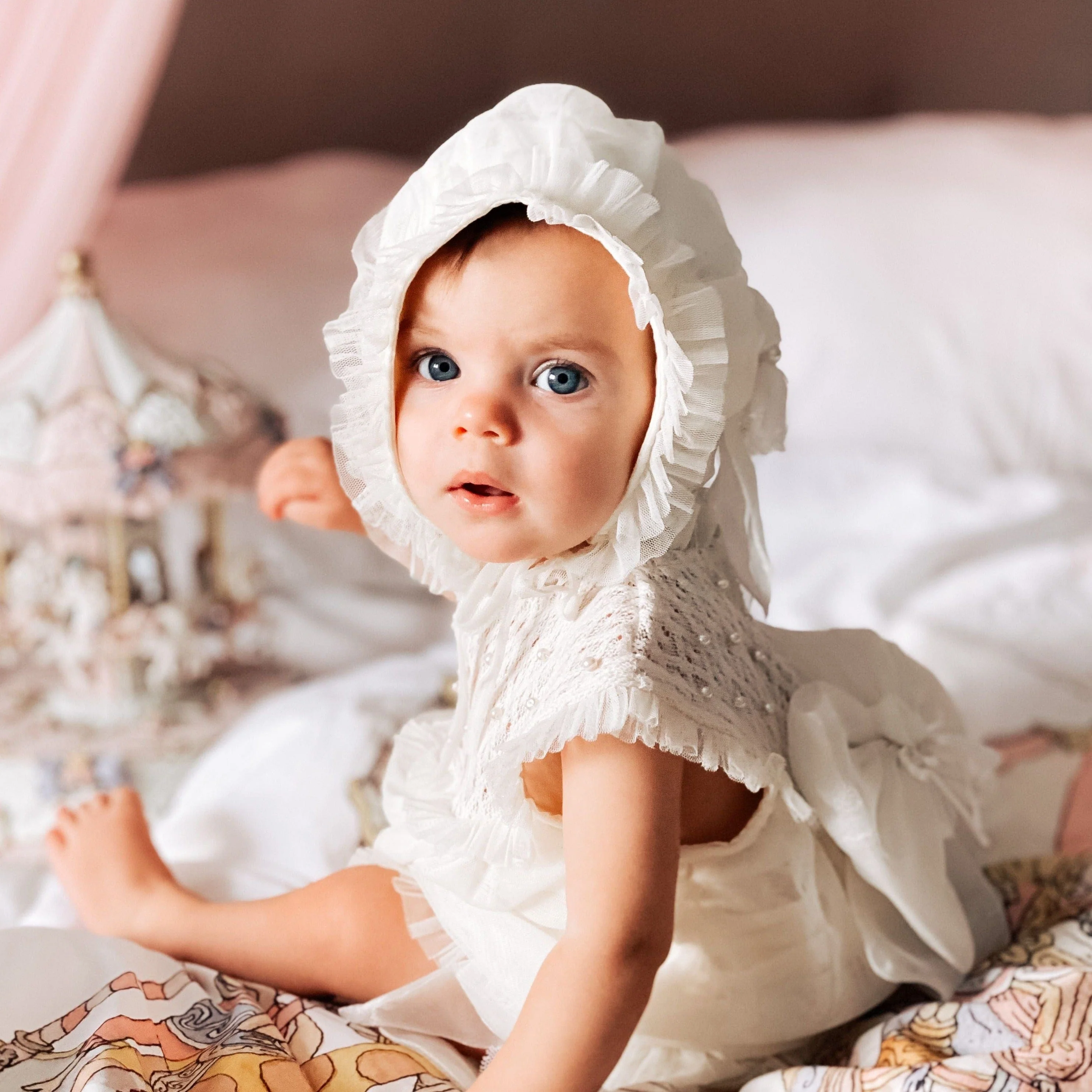Bella Buttermilk Tulle Bonnet - Image 4