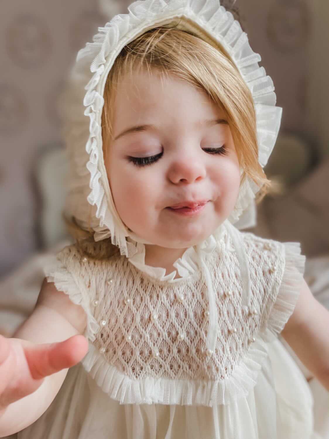 Bella Buttermilk Tulle Bonnet - Image 5
