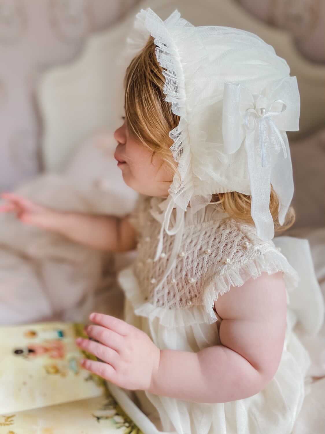 Bella Buttermilk Tulle Bonnet - Image 6