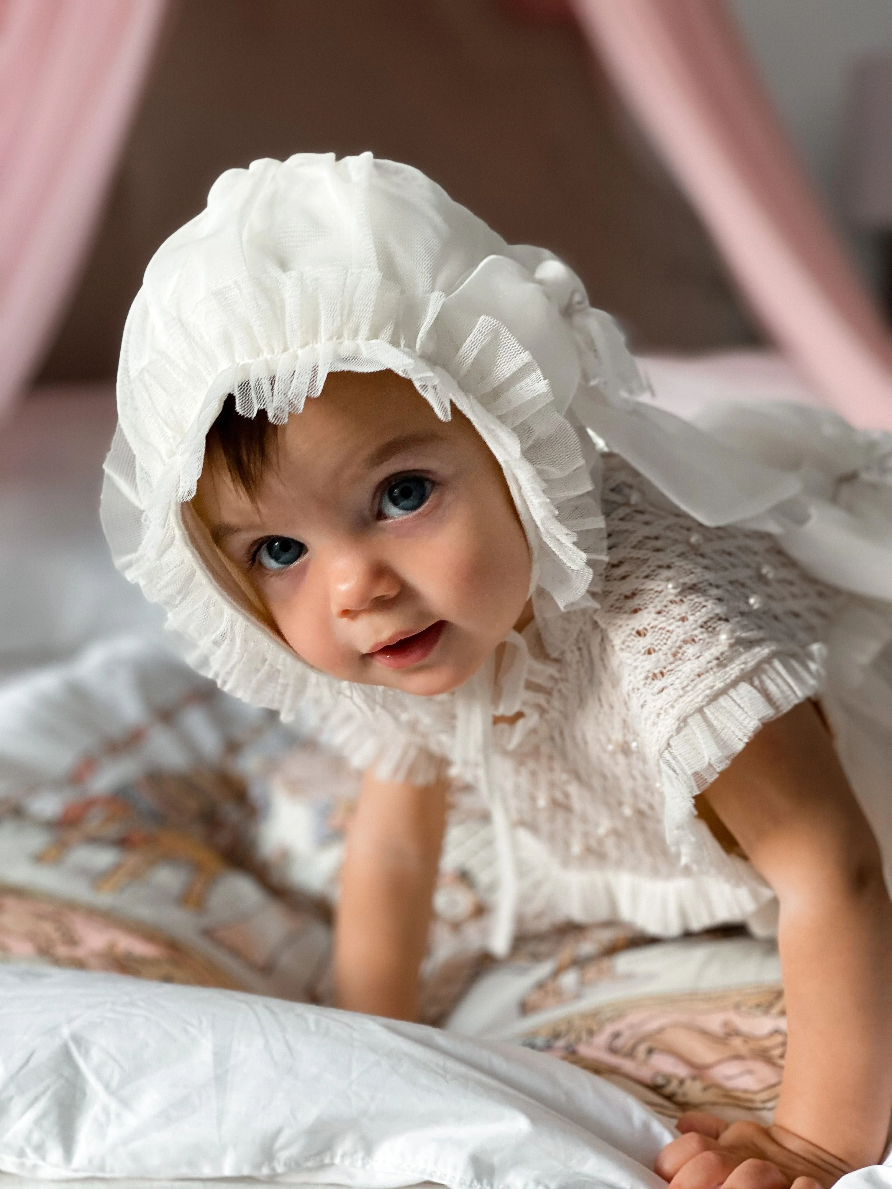 Bella Buttermilk Tulle Bonnet - Image 8