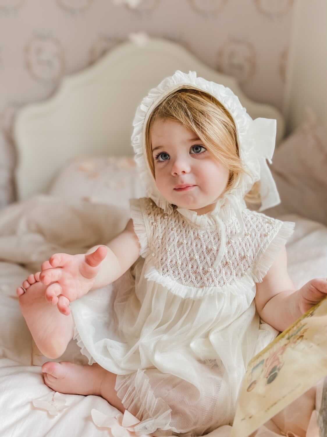 Bella Buttermilk Tulle Bonnet - Image 9