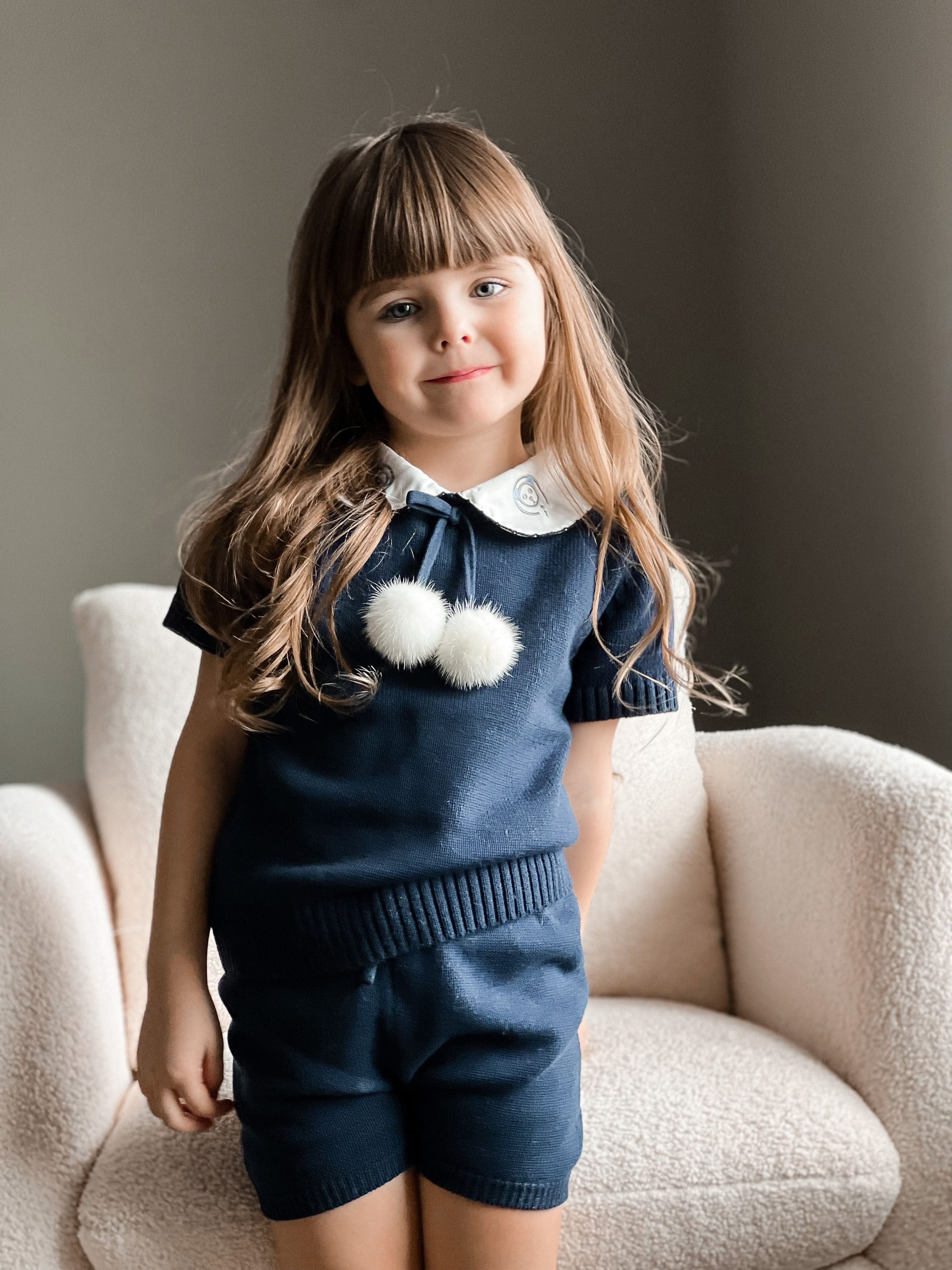 Billie Navy Knit Top and Shorts Set - Image 8