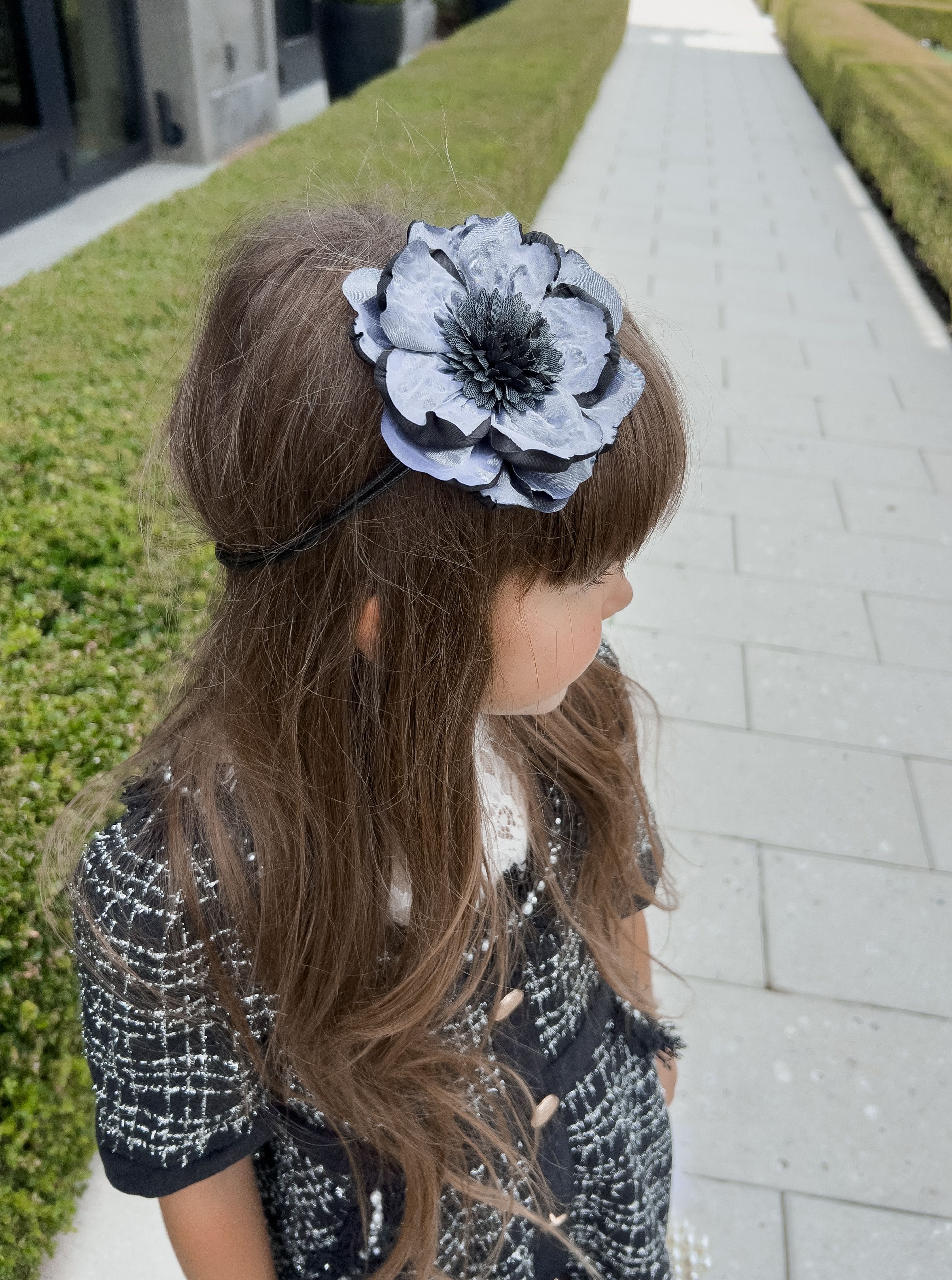 Alex Black Flower Tie With Flower Tassels - Image 6