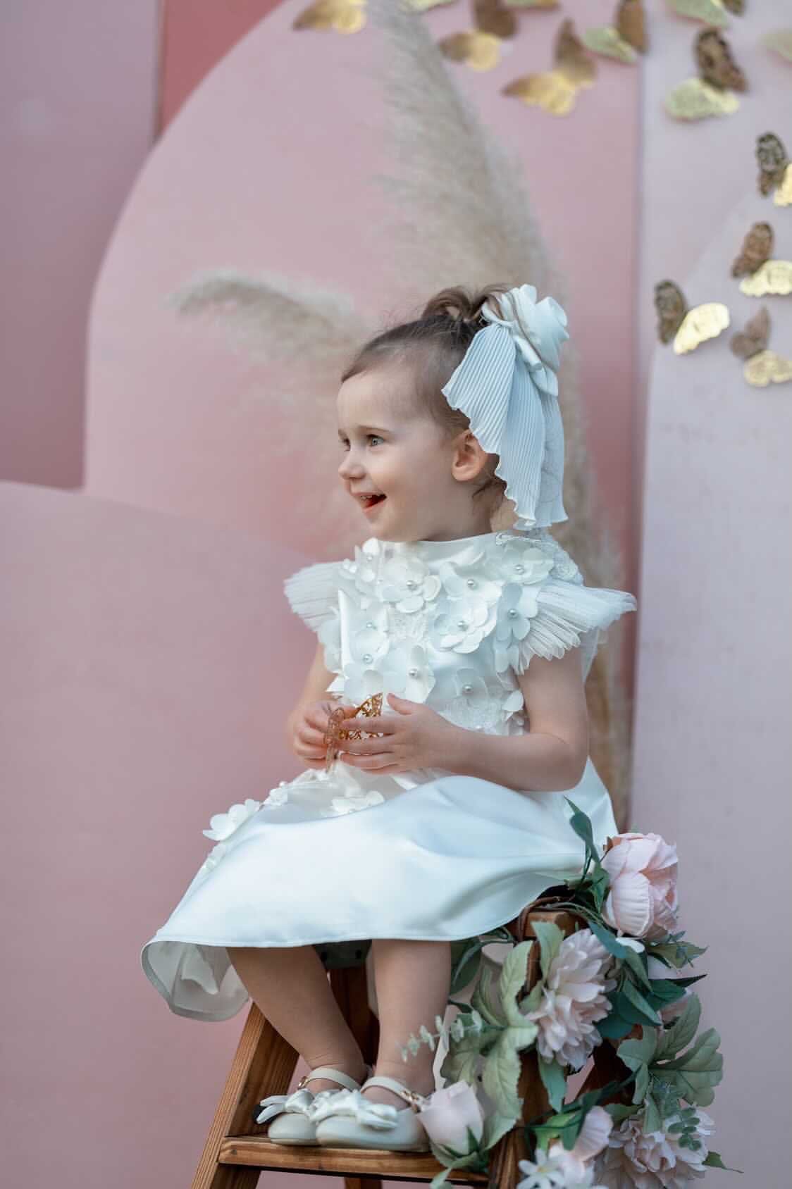 Butterfly White Satin Ceremony Dress - Image 12