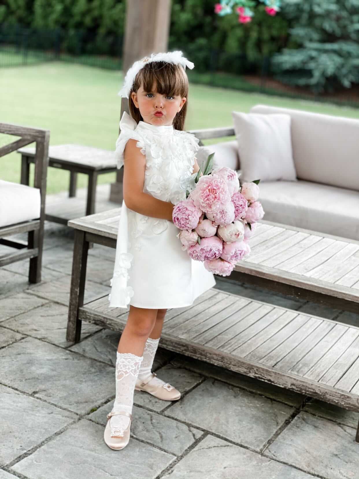 Butterfly White Satin Ceremony Dress - Image 13