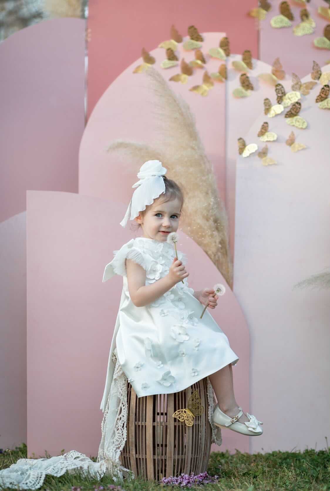 Butterfly White Satin Ceremony Dress - Image 14