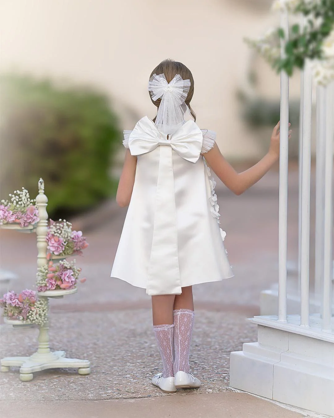 Butterfly White Satin Ceremony Dress - Image 22