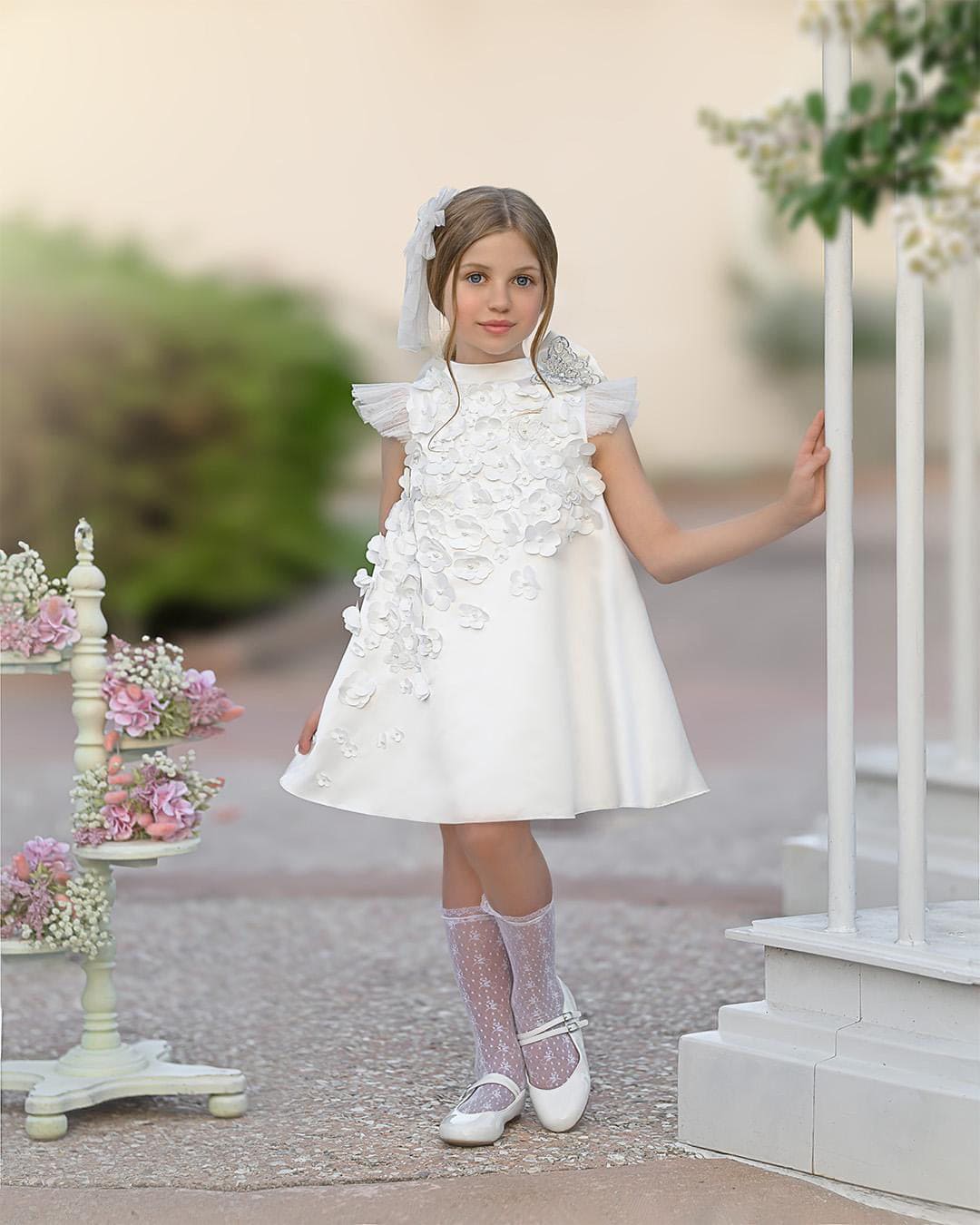 Butterfly White Satin Ceremony Dress - Image 23