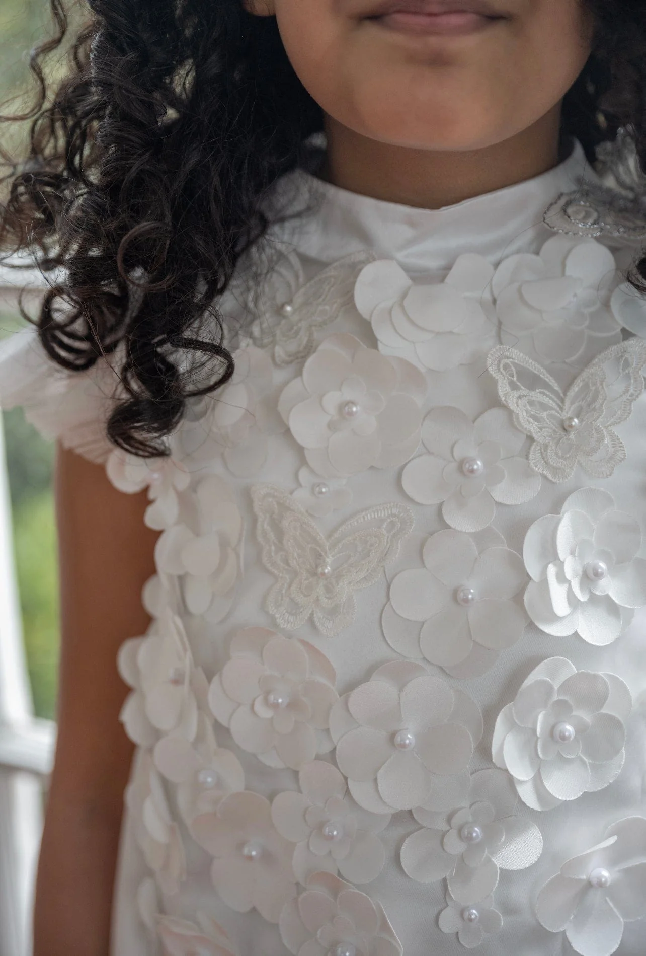 Butterfly White Satin Ceremony Dress - Image 4