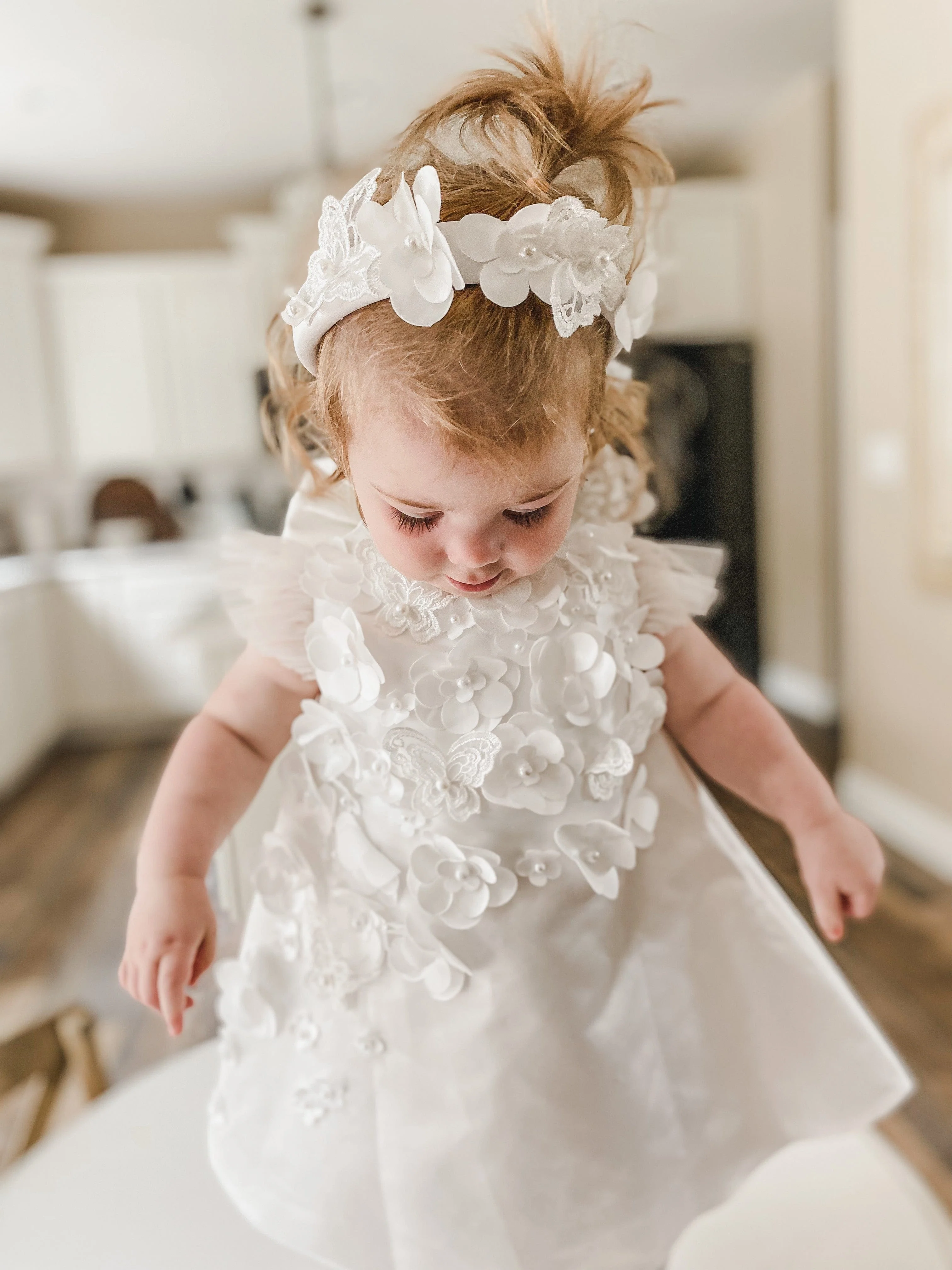 Butterfly White Satin Ceremony Dress - Image 7