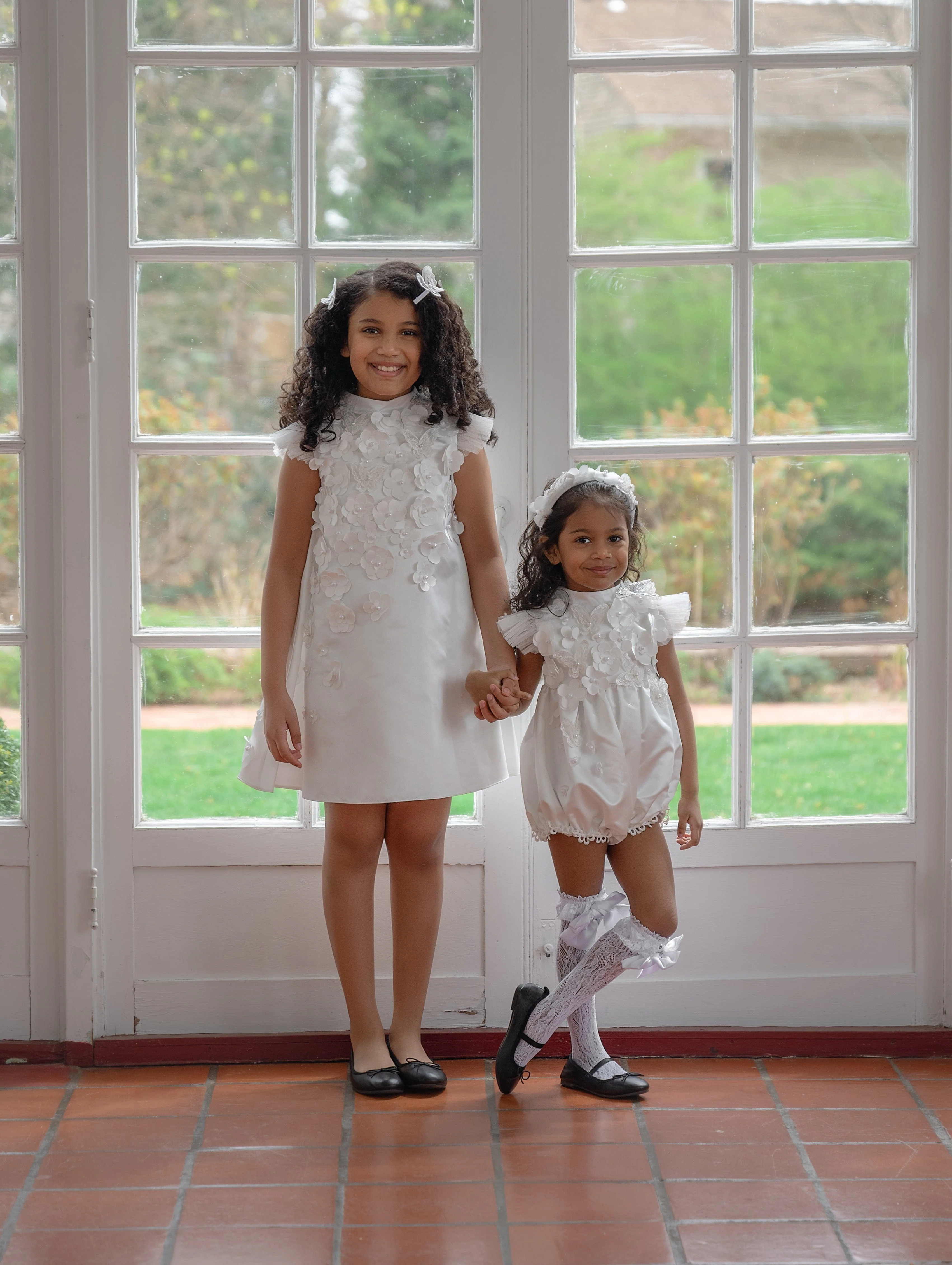 Butterfly White Satin Ceremony Dress - Image 9