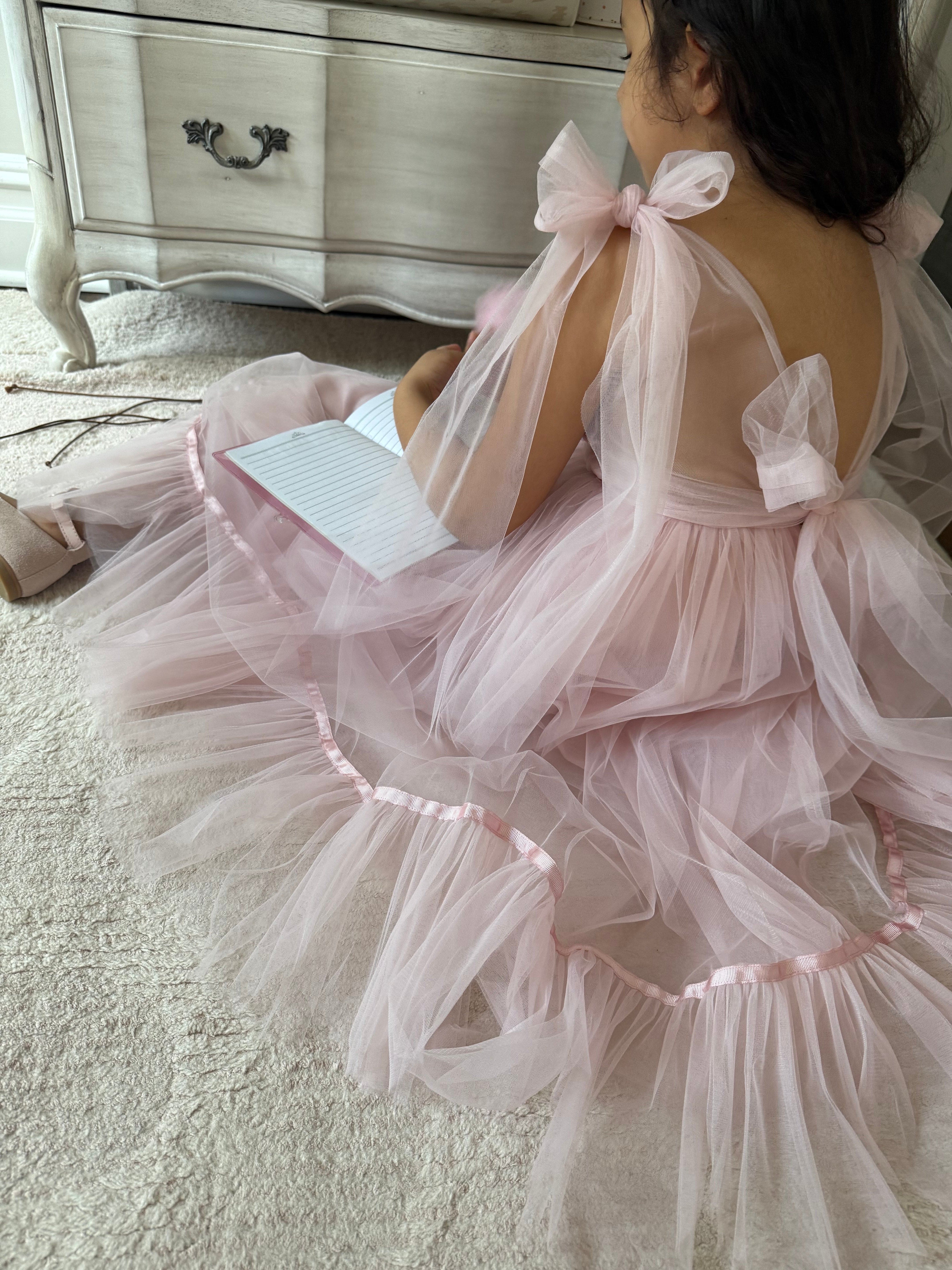 Camila Light Pink Tulle Gown - Image 11