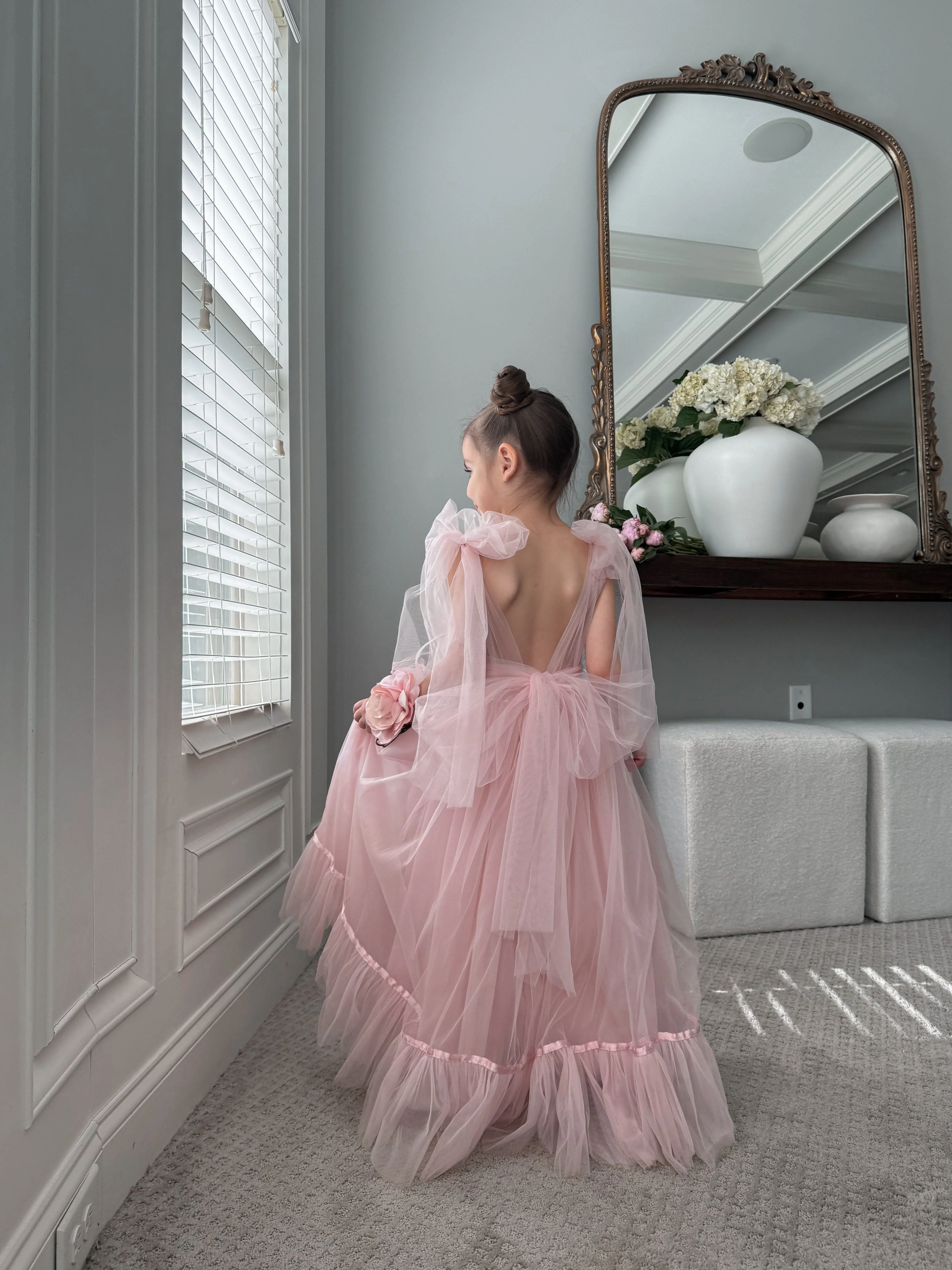 Camila Light Pink Tulle Gown - Image 13
