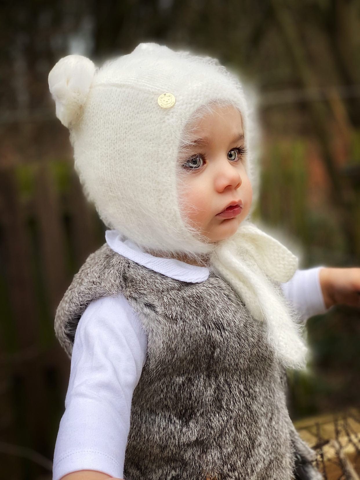 White Cashmere Teddy Hat - Image 14