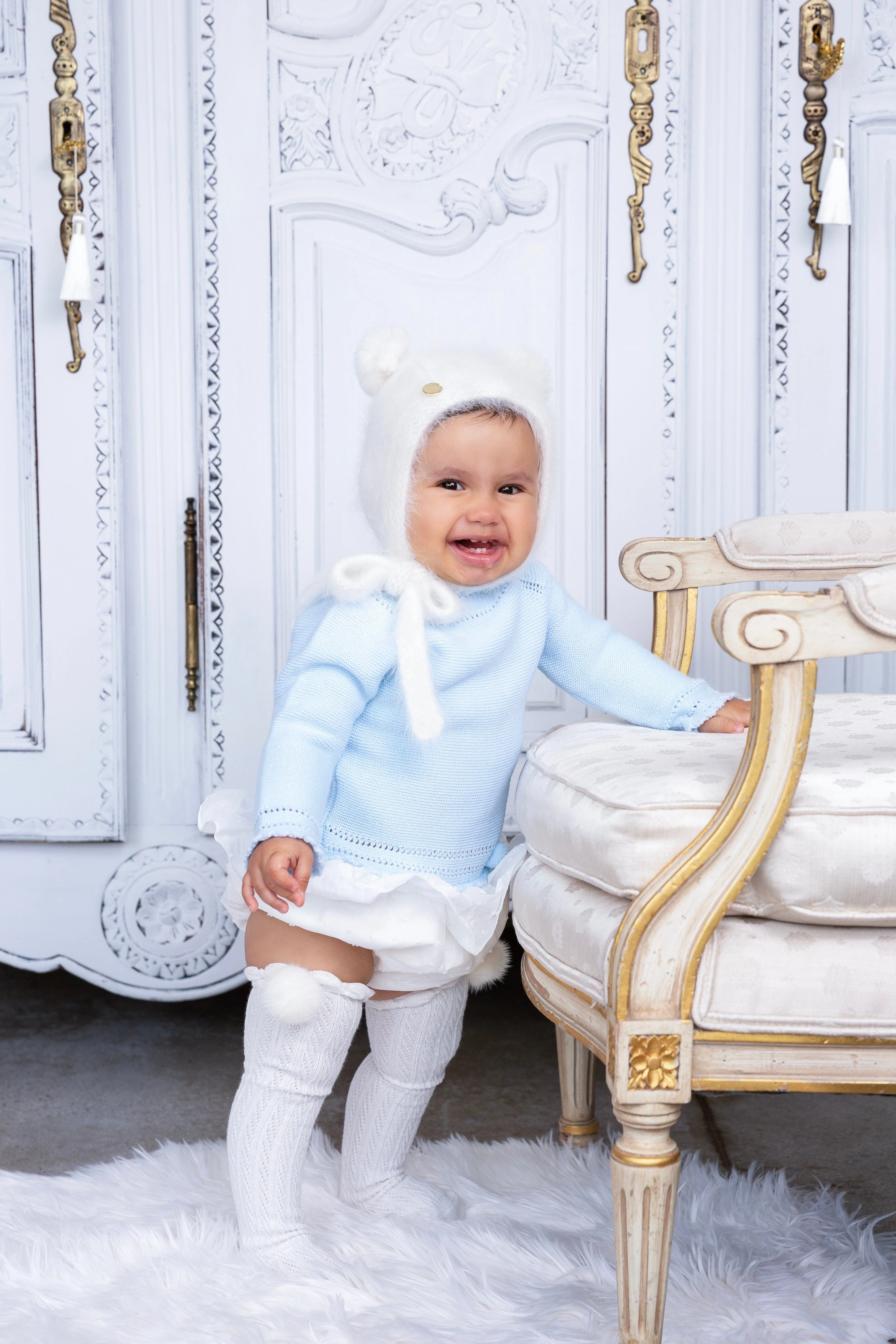 White Cashmere Teddy Hat - Image 4