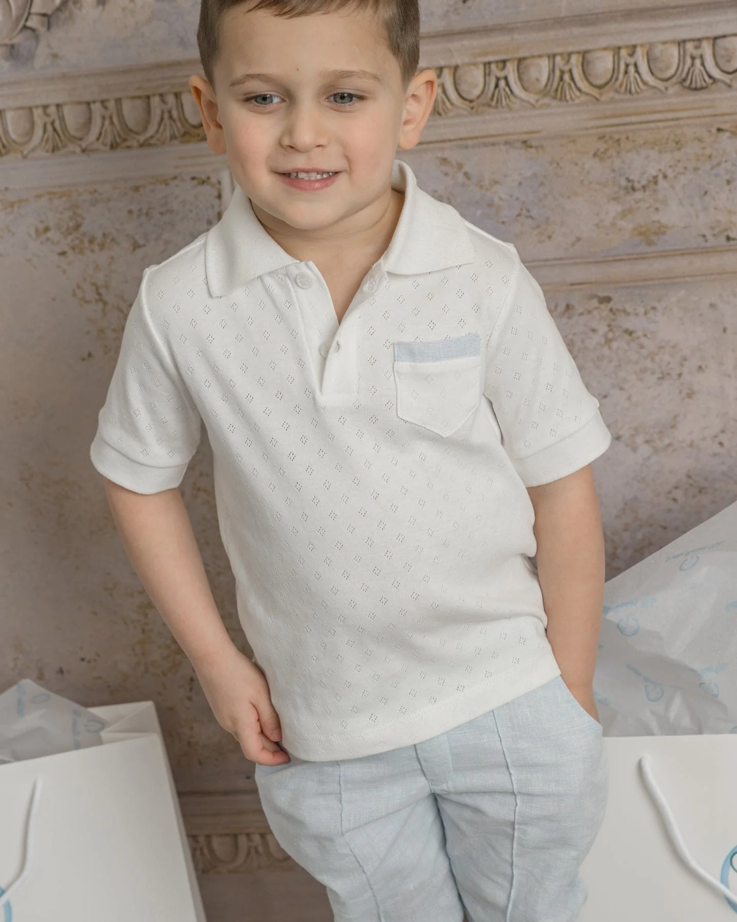 Charlotte White Boys' Polo Shirt - Image 3