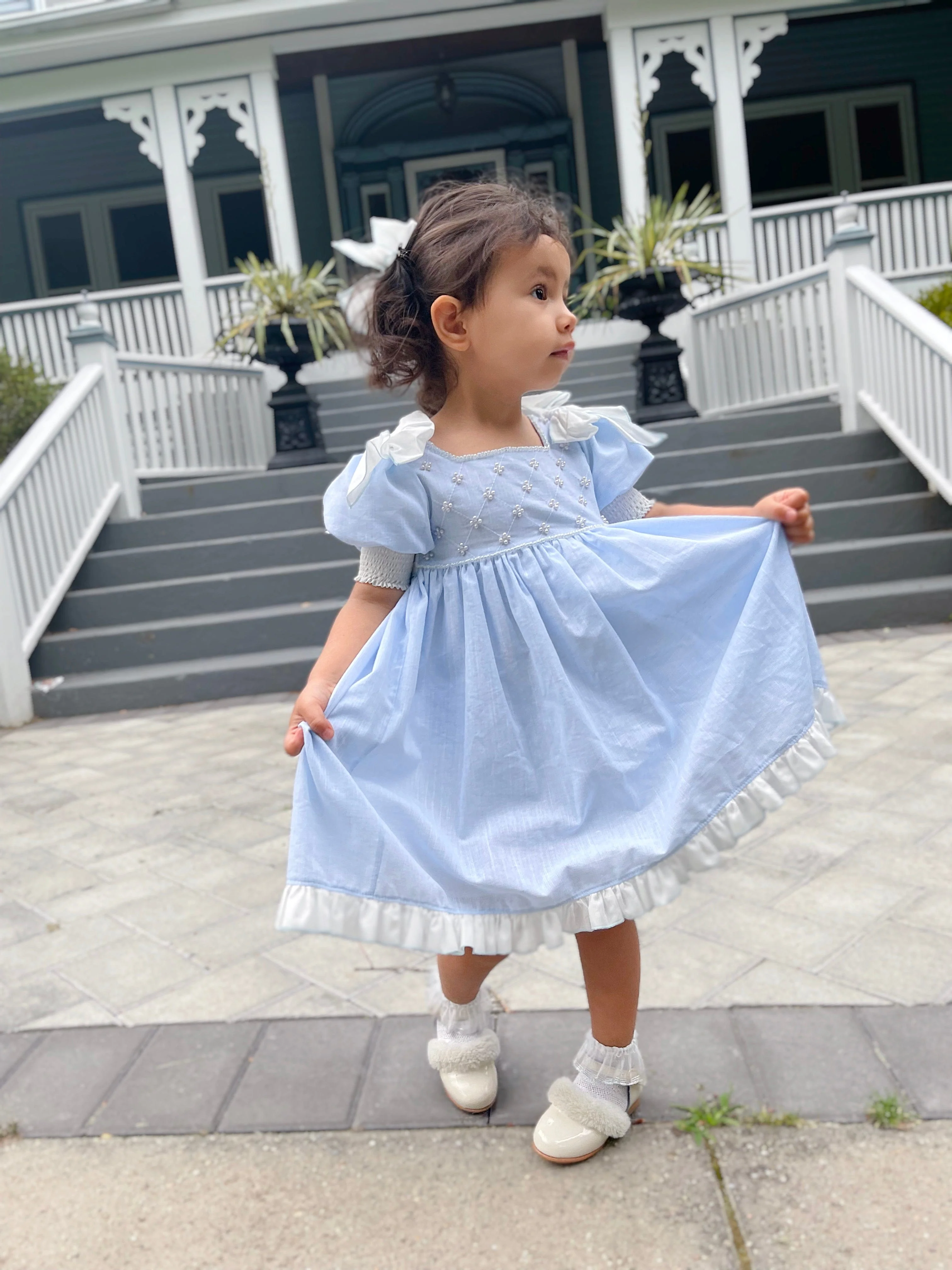 Charlotte Baby Blue Linen Dress - Image 11