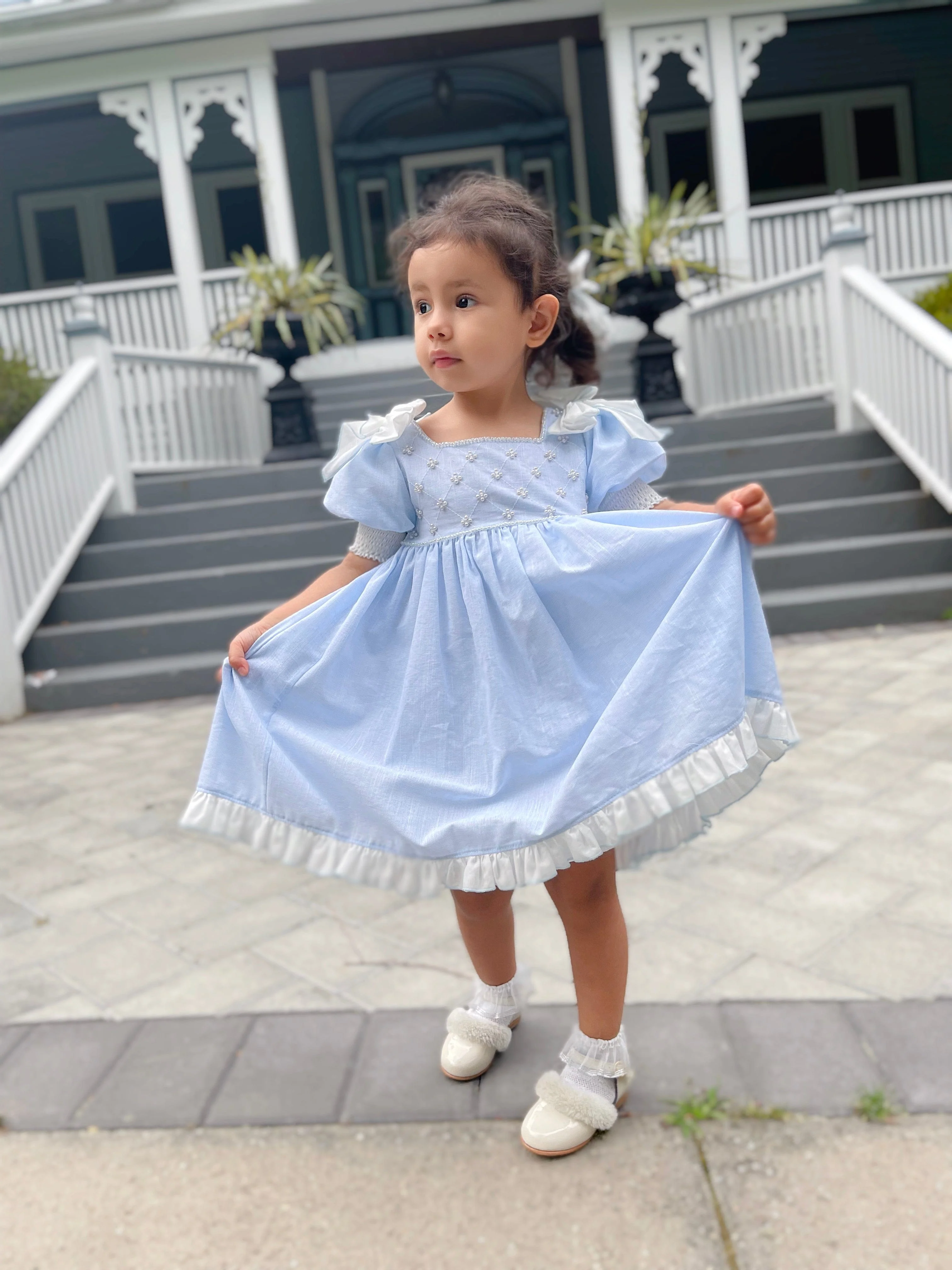 Charlotte Baby Blue Linen Dress - Image 14