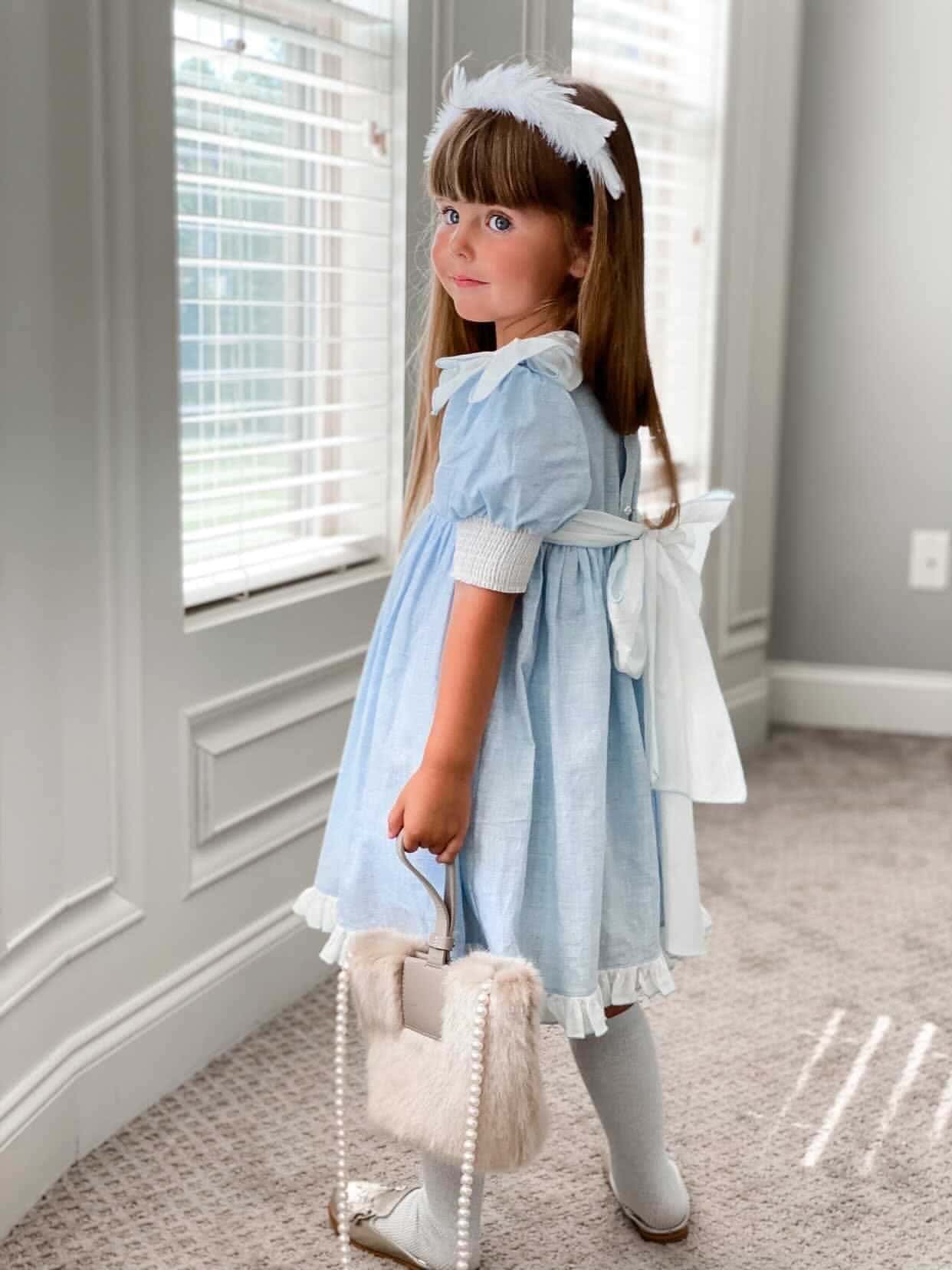 Charlotte Baby Blue Linen Dress - Image 15