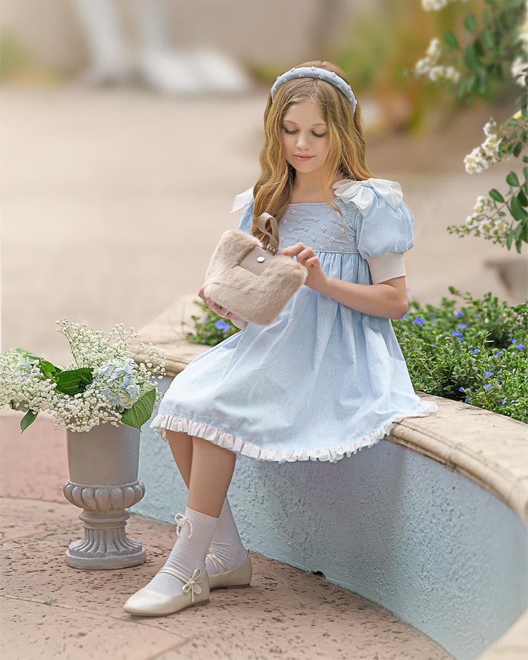 Charlotte Baby Blue Linen Dress - Image 16