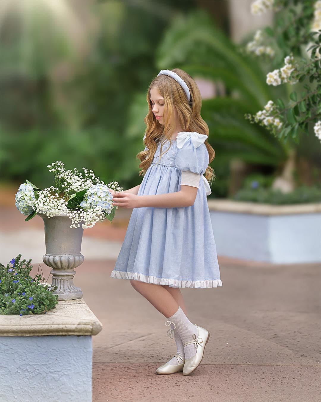 Charlotte Baby Blue Linen Dress - Image 17