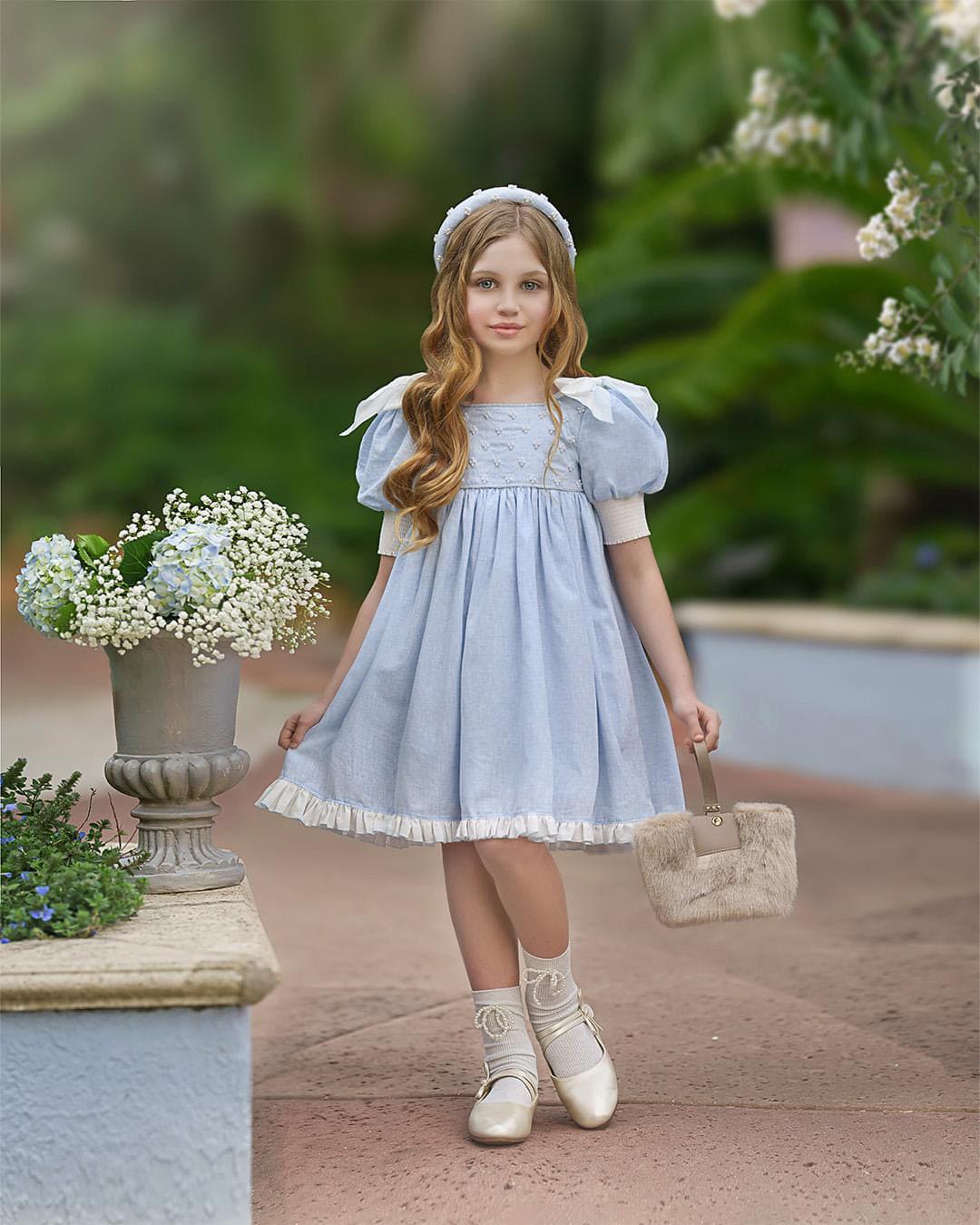 Charlotte Baby Blue Linen Dress - Image 2