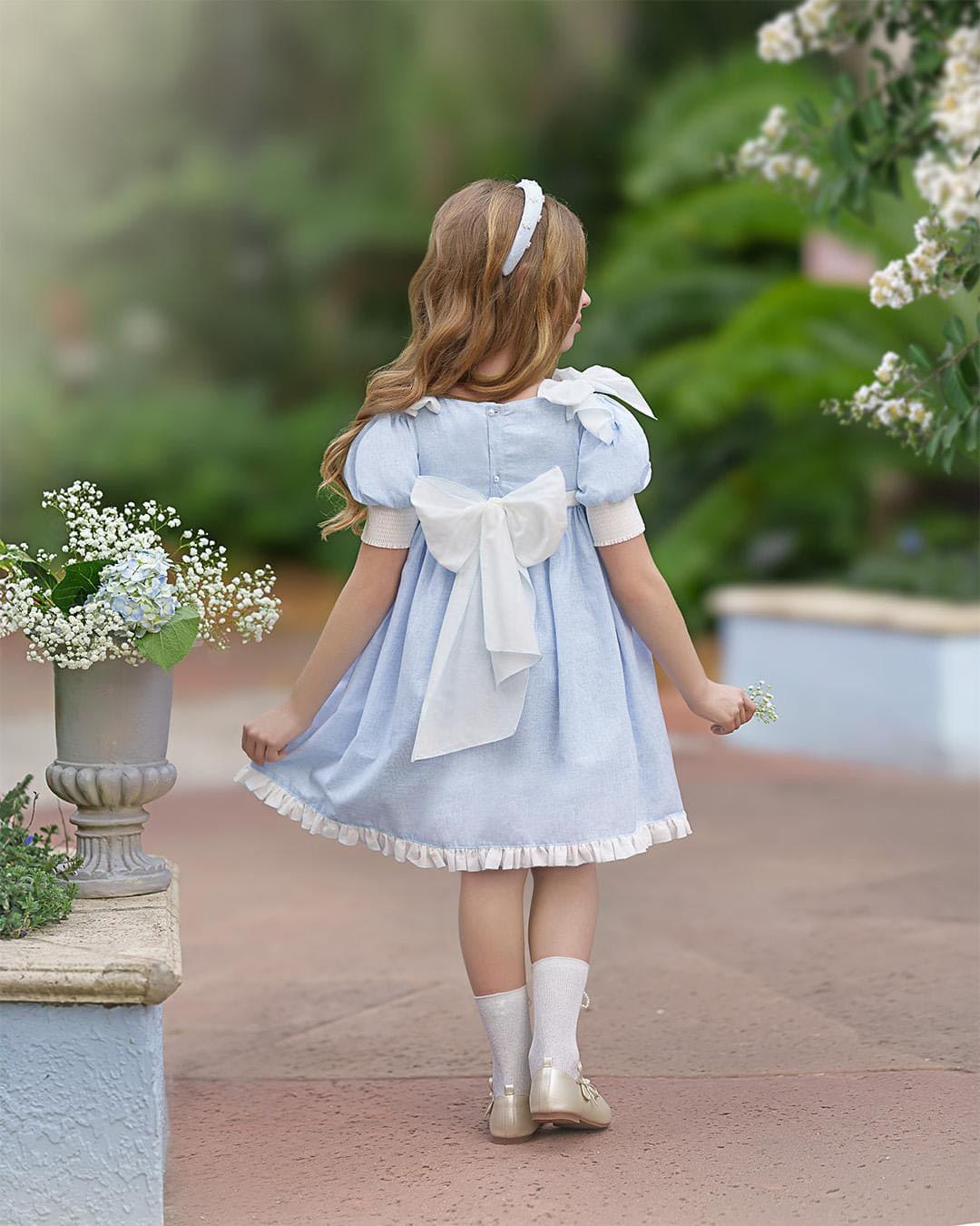 Charlotte Baby Blue Linen Dress - Image 3