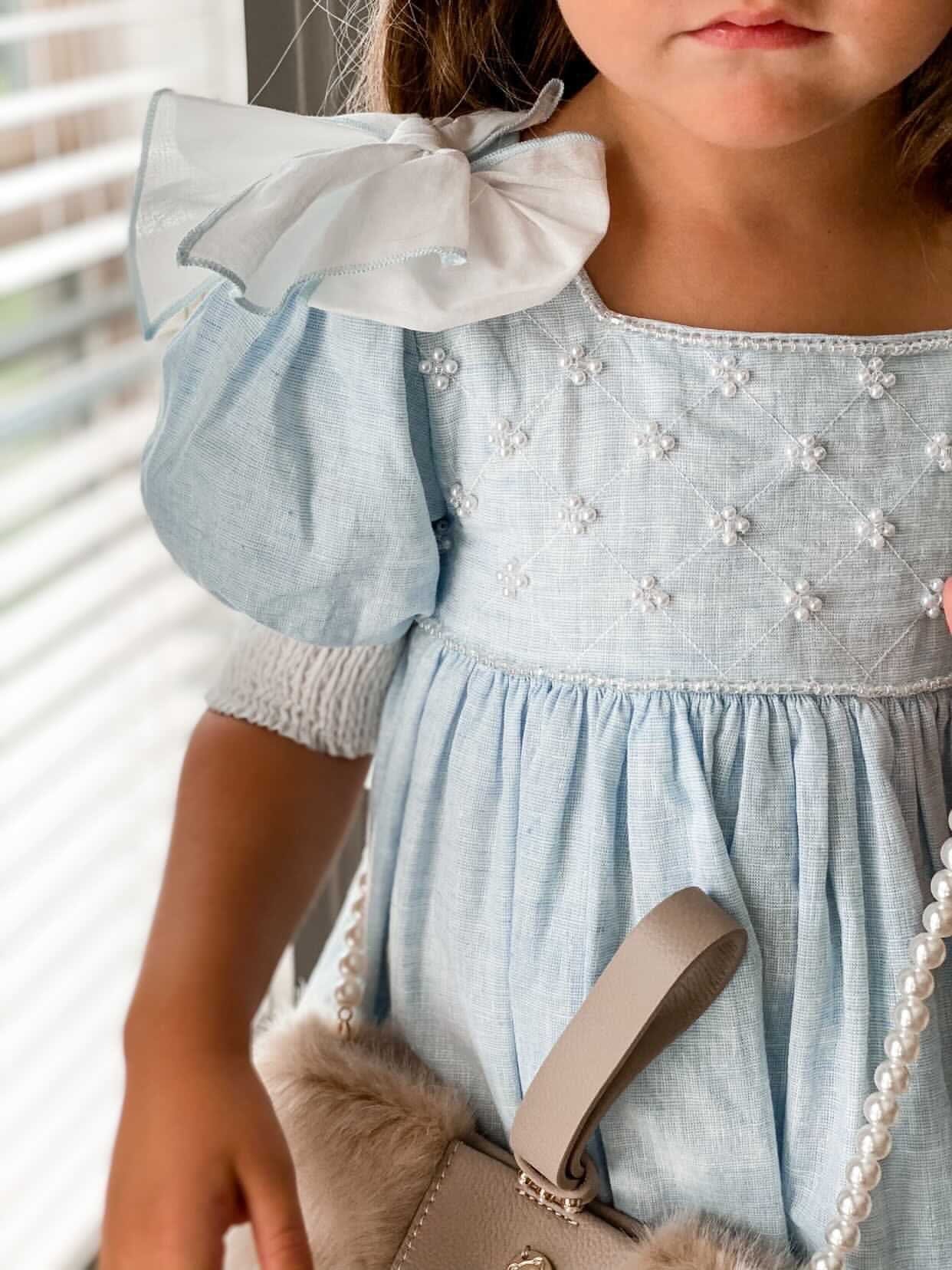 Charlotte Baby Blue Linen Dress - Image 4