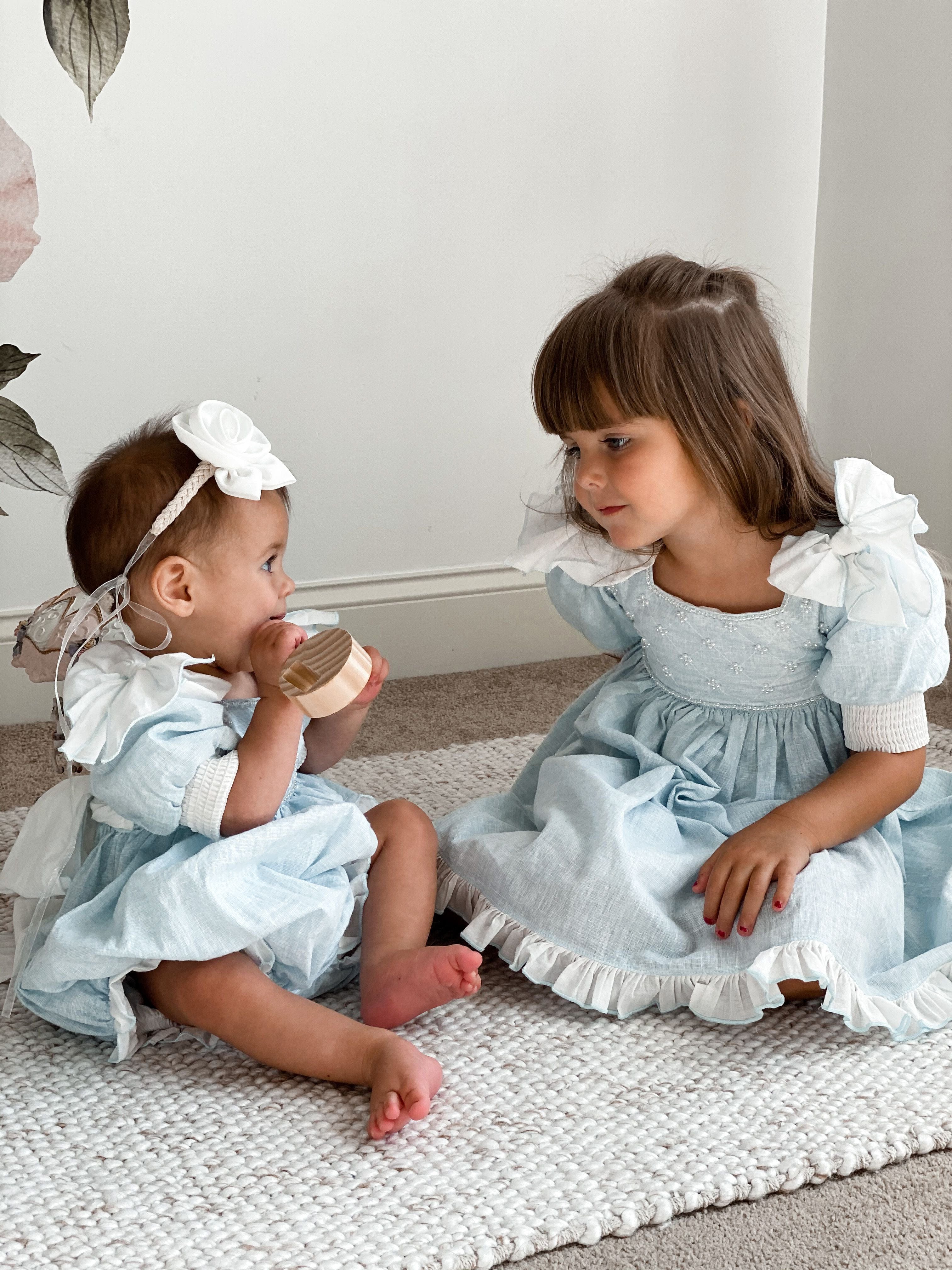 Charlotte Baby Blue Linen Dress - Image 6