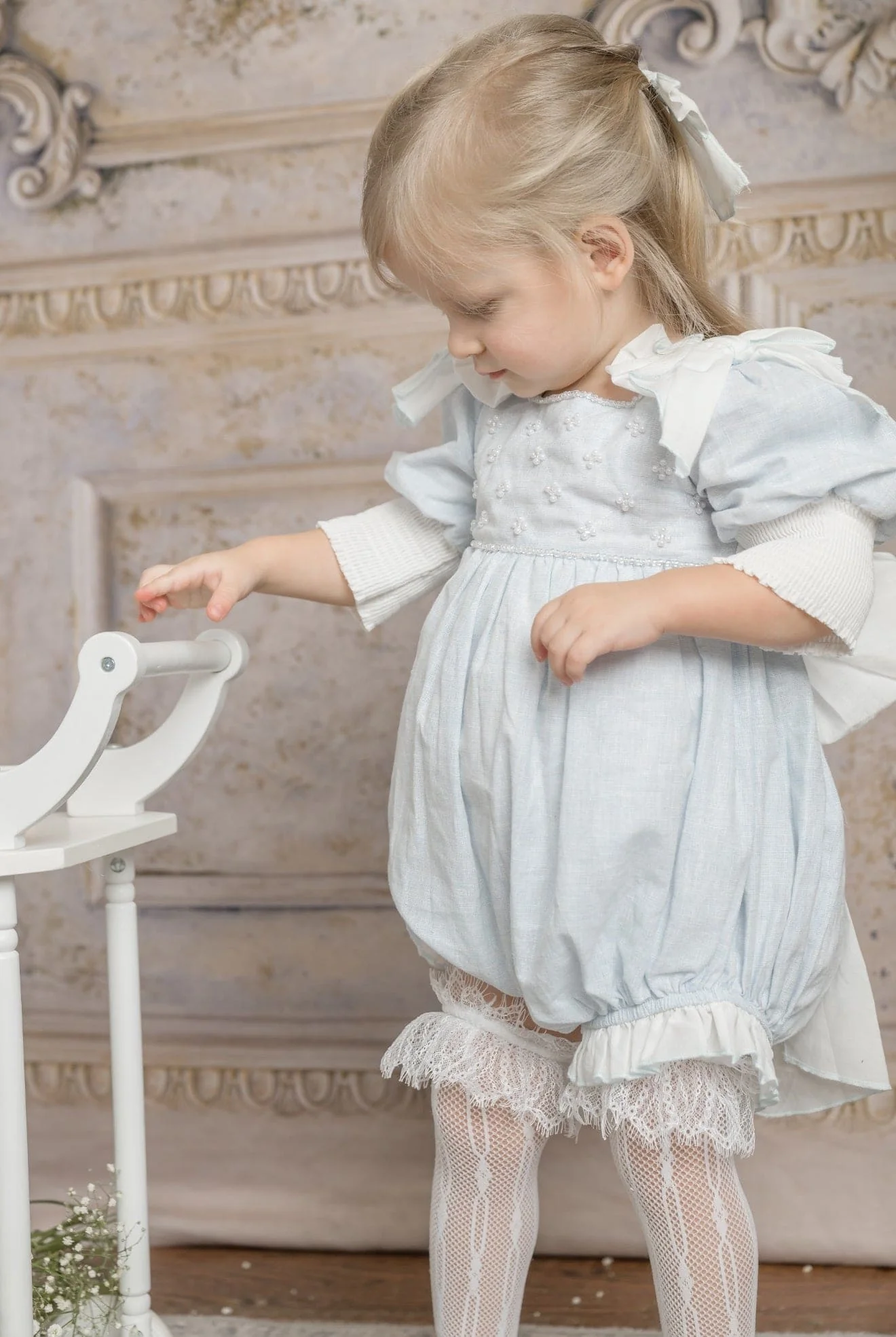 Charlotte Baby Blue Linen Romper - Image 10