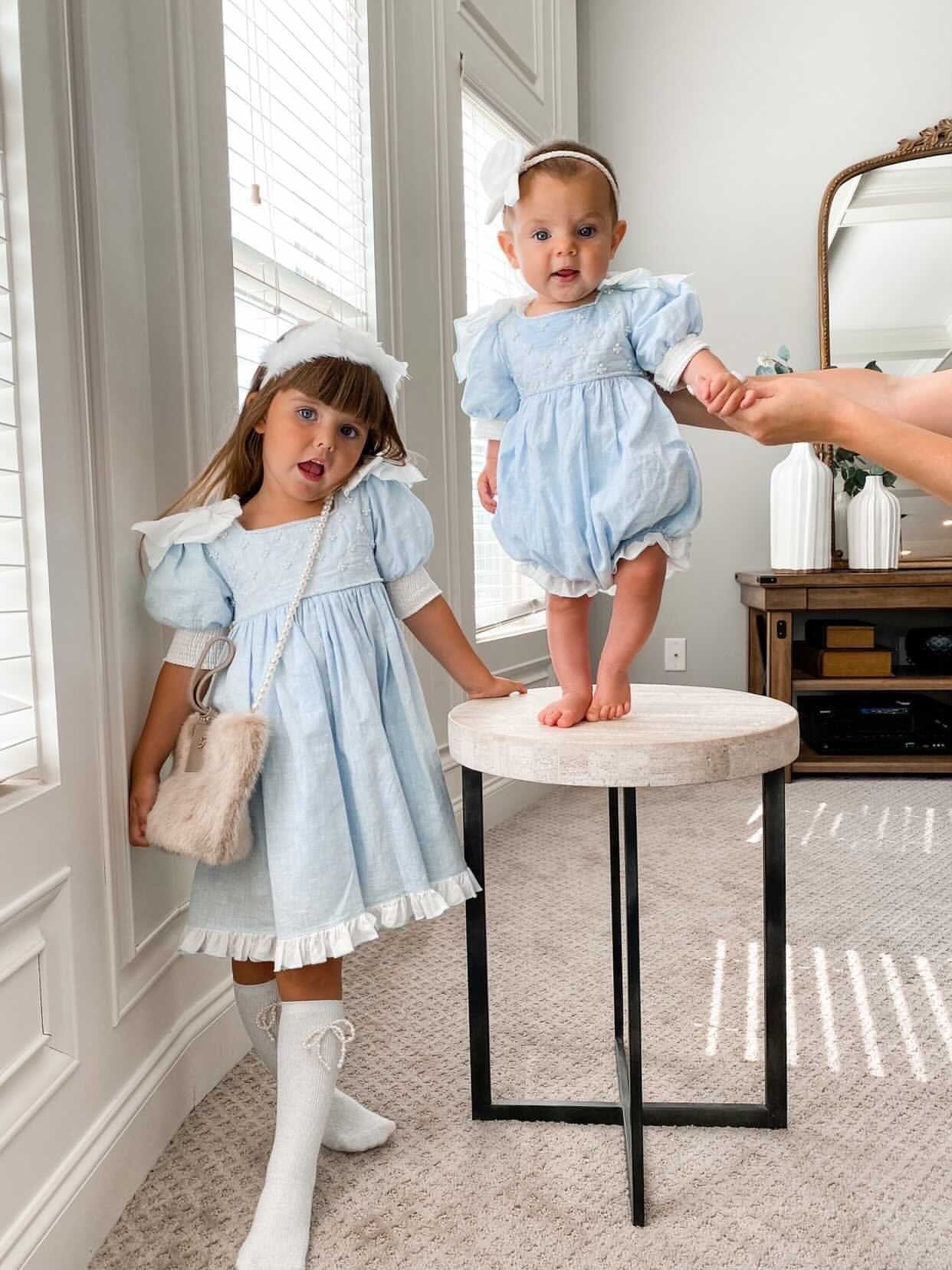 Charlotte Baby Blue Linen Romper - Image 4