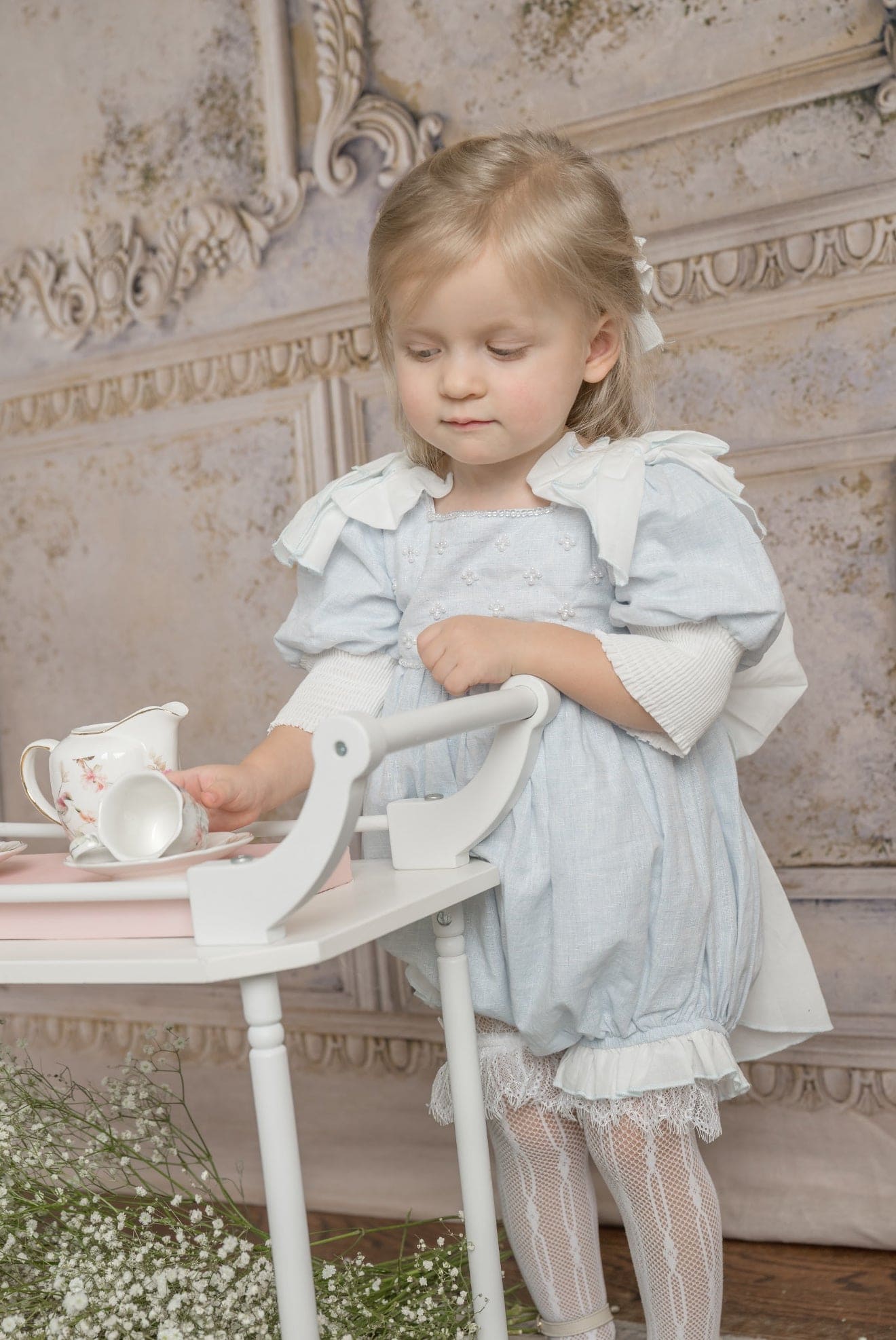 Charlotte Baby Blue Linen Romper - Image 9