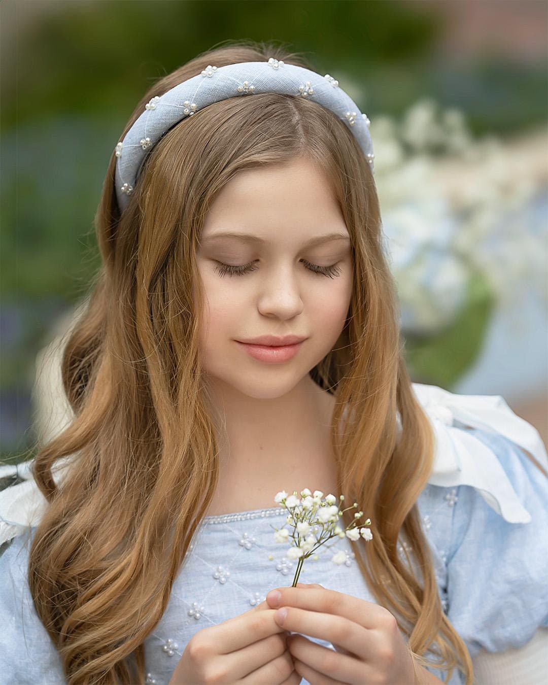 Charlotte Light Blue Linen Headband - Image 2
