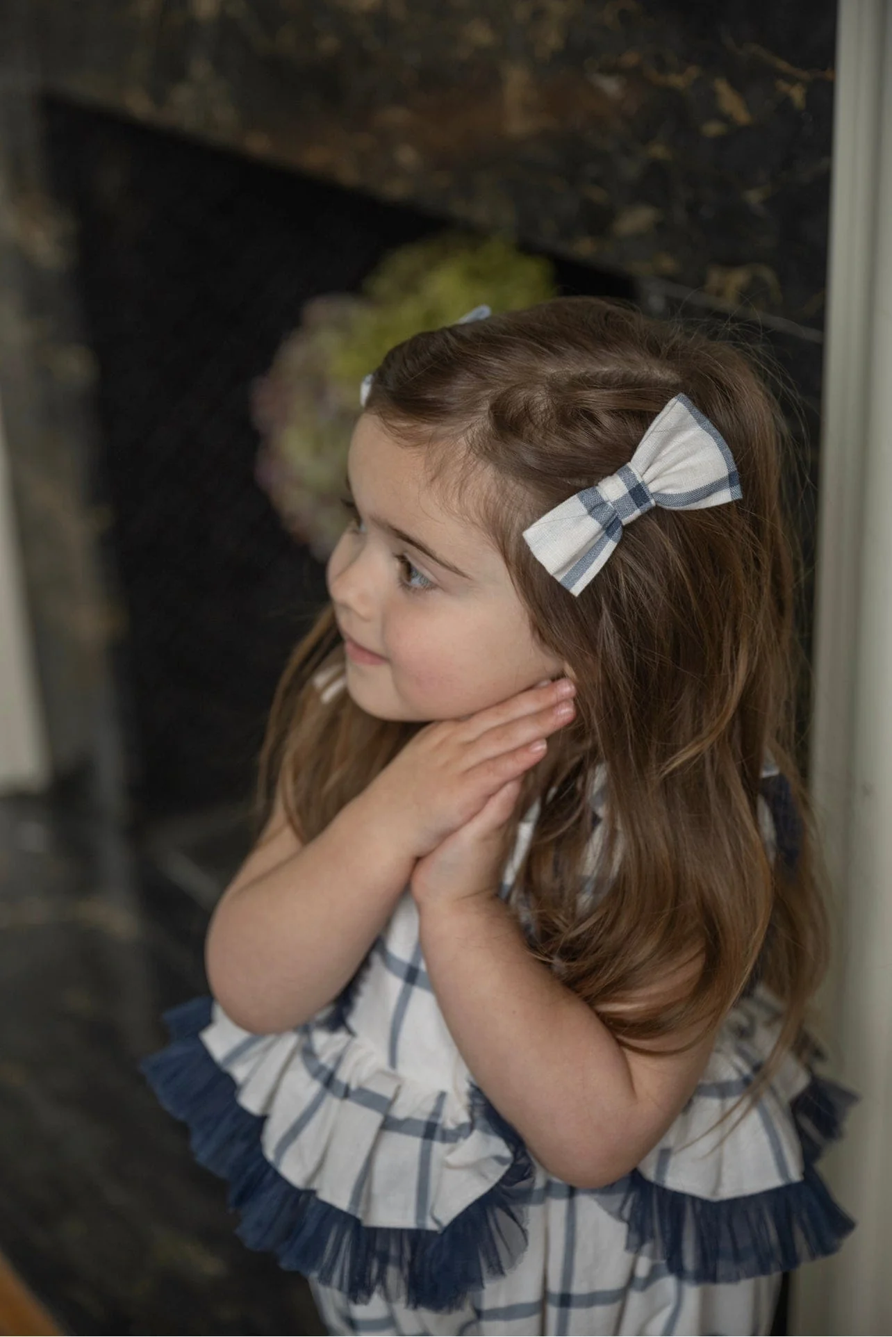 Checkered Linen Pigtail Bows - Image 2
