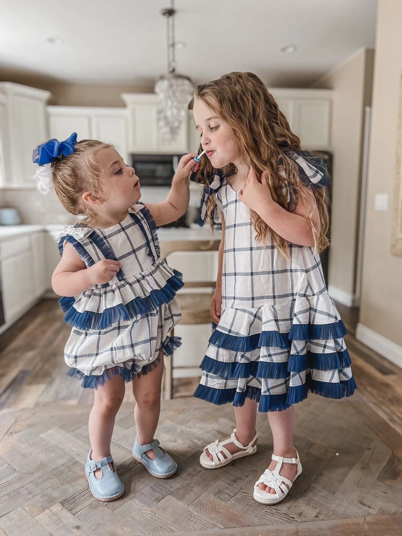 Checkered Linen Ruffle Romper - Image 9