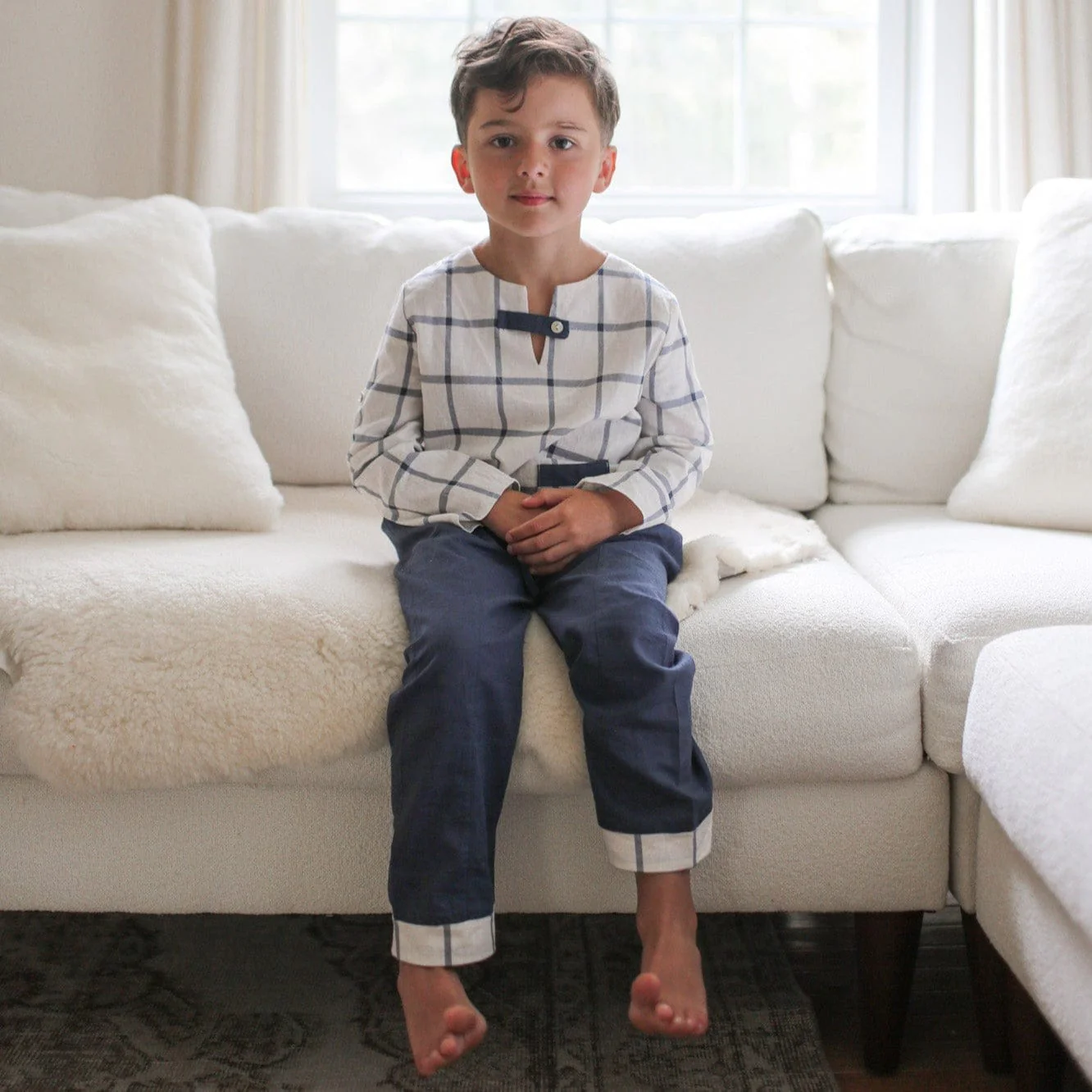 Checkered Linen Top and Pants Set - Image 2