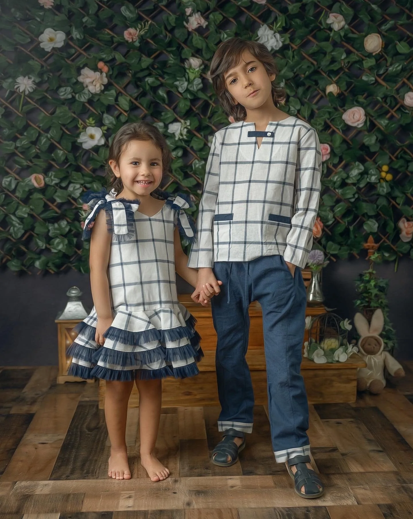 Checkered Linen Top and Pants Set - Image 4