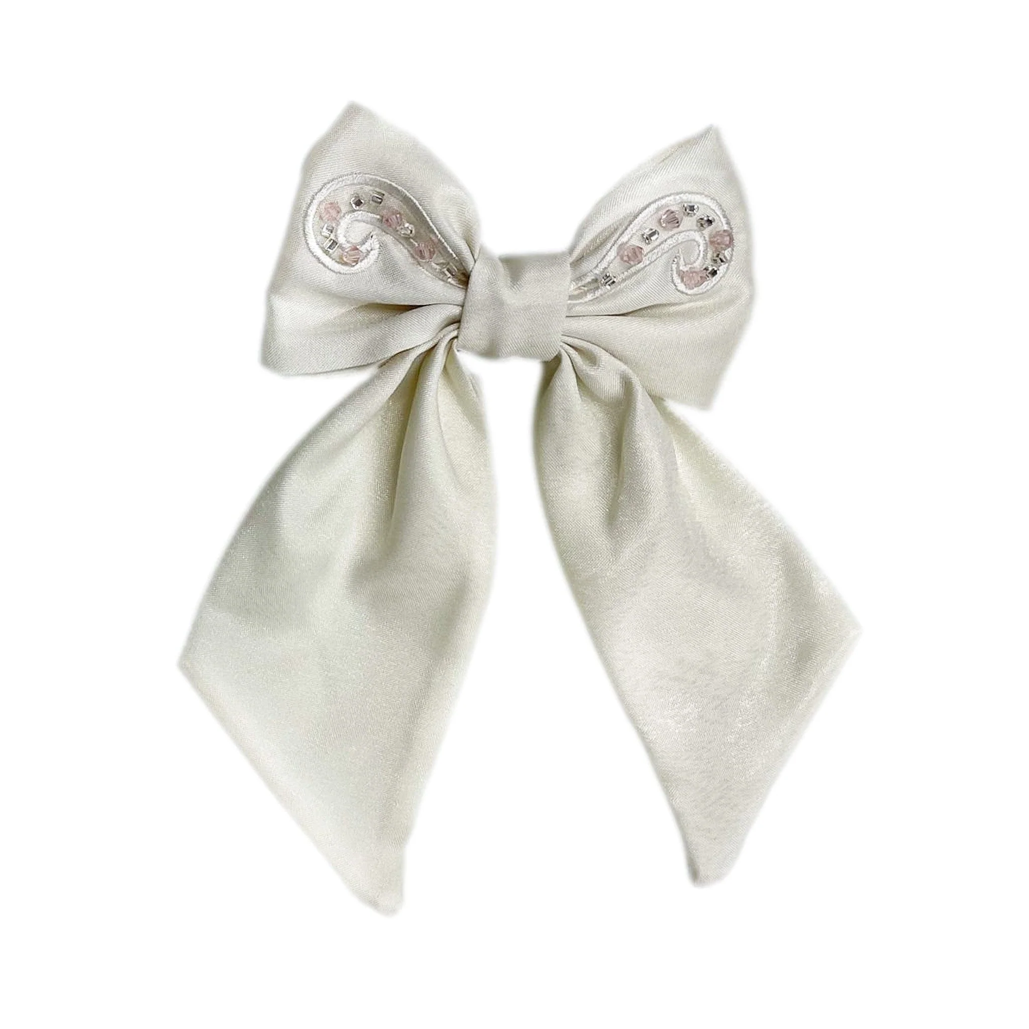 Clara Ivory Satin Hair Bow