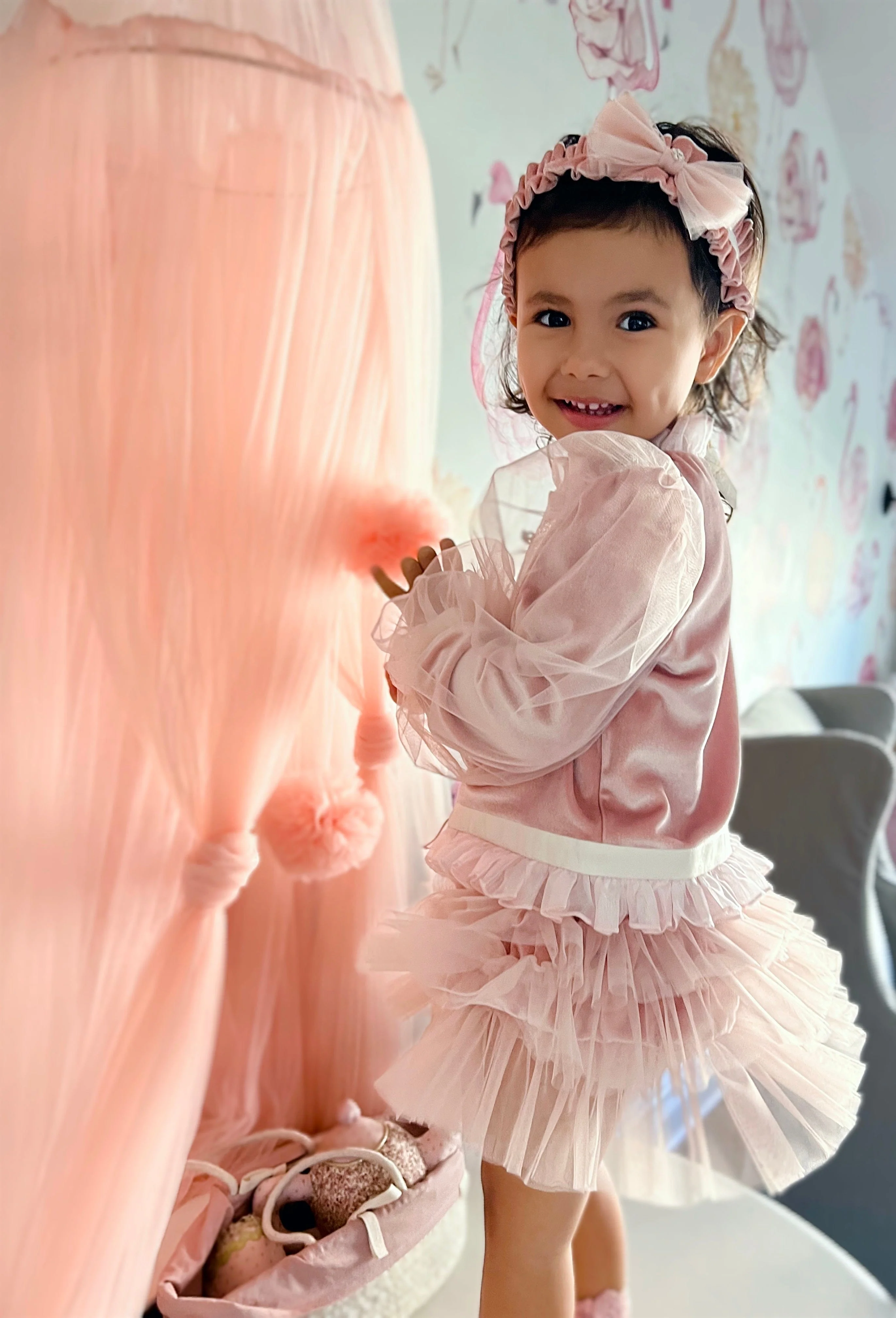 Clara Pink Velour Jacket and Bloomers Set - Image 18