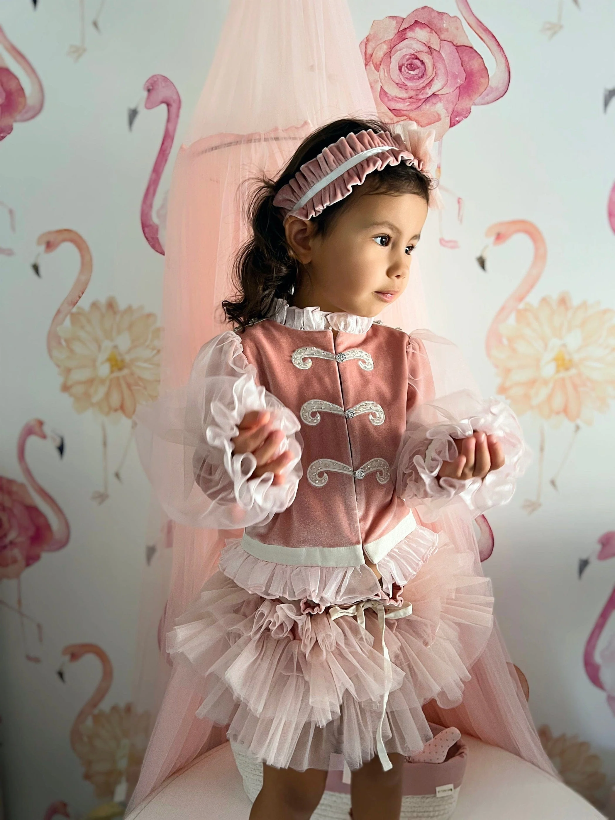 Clara Pink Velour Jacket and Bloomers Set - Image 21