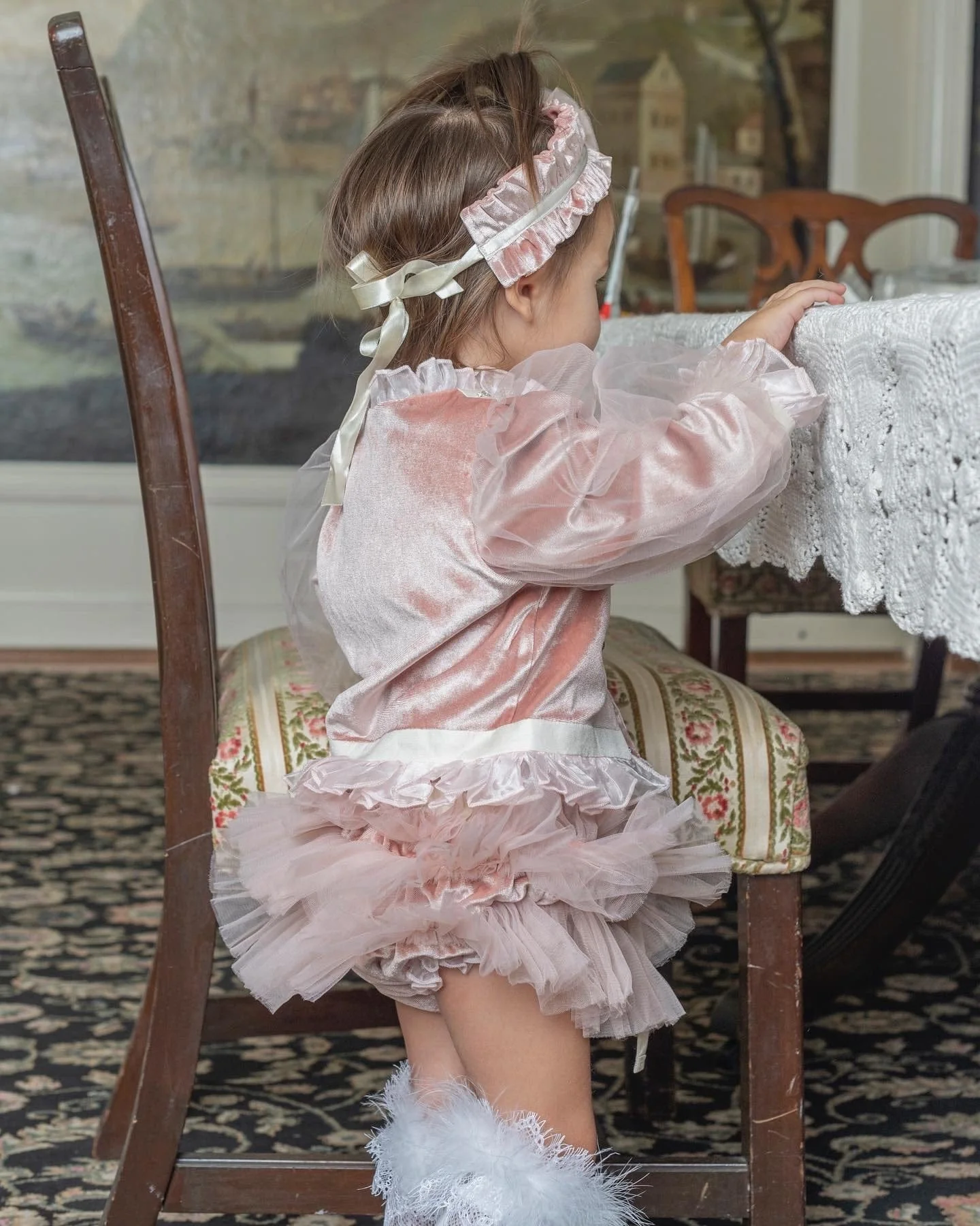Clara Pink Velour Jacket and Bloomers Set - Image 3