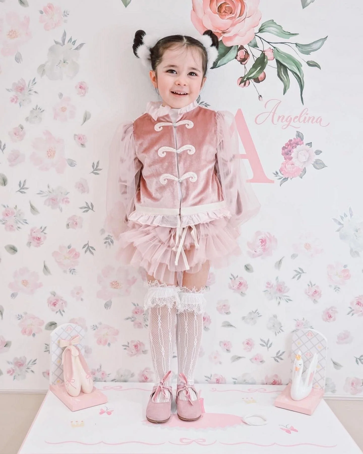 Clara Pink Velour Jacket and Bloomers Set - Image 5