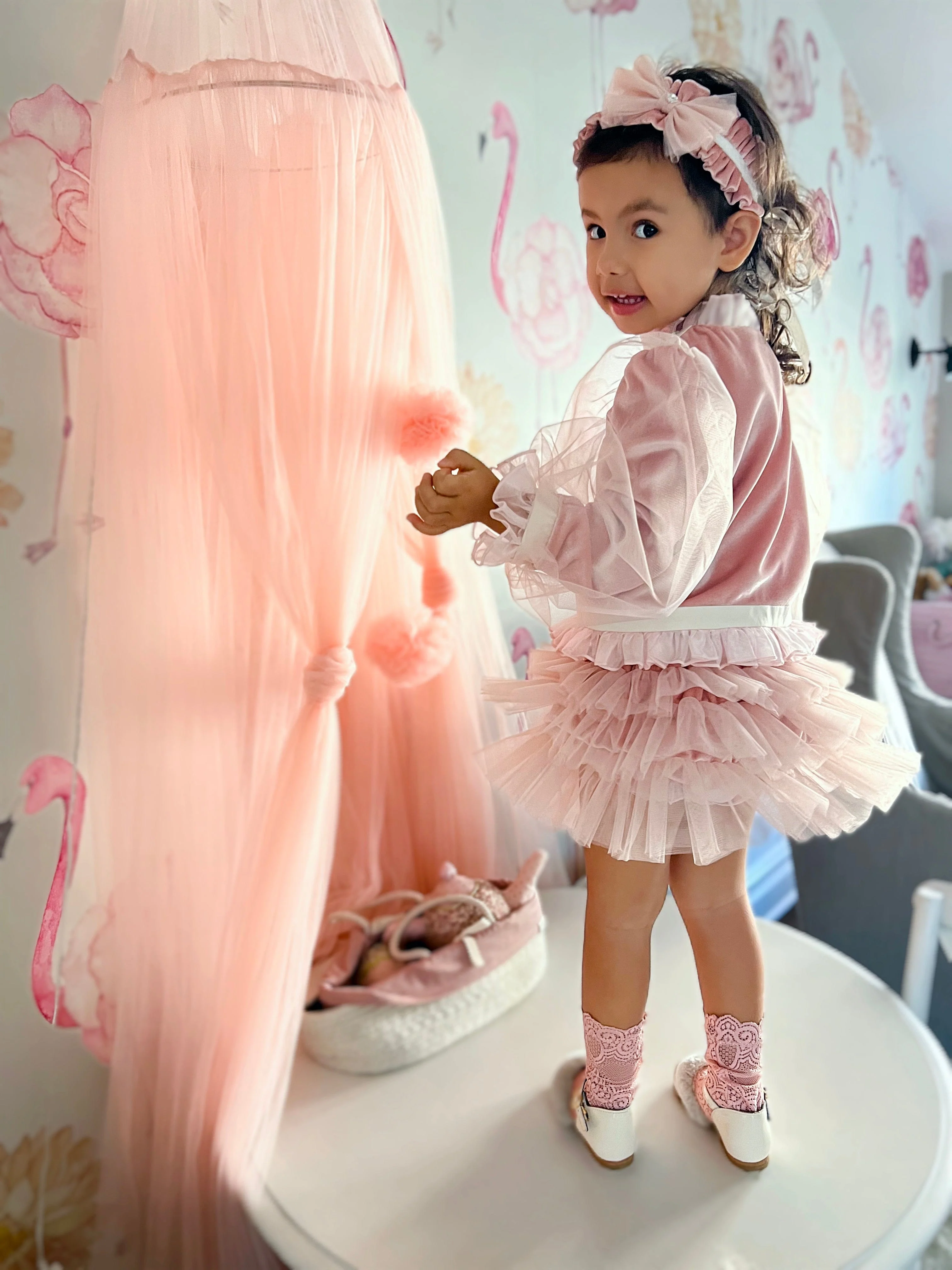 Clara Pink Velour Jacket and Bloomers Set - Image 9