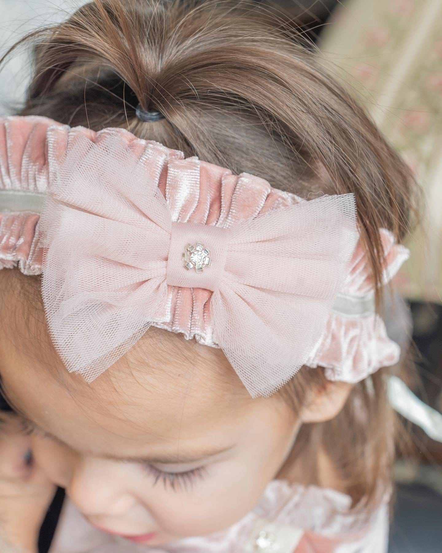 Clara Pink Velour Hair Sash - Image 2