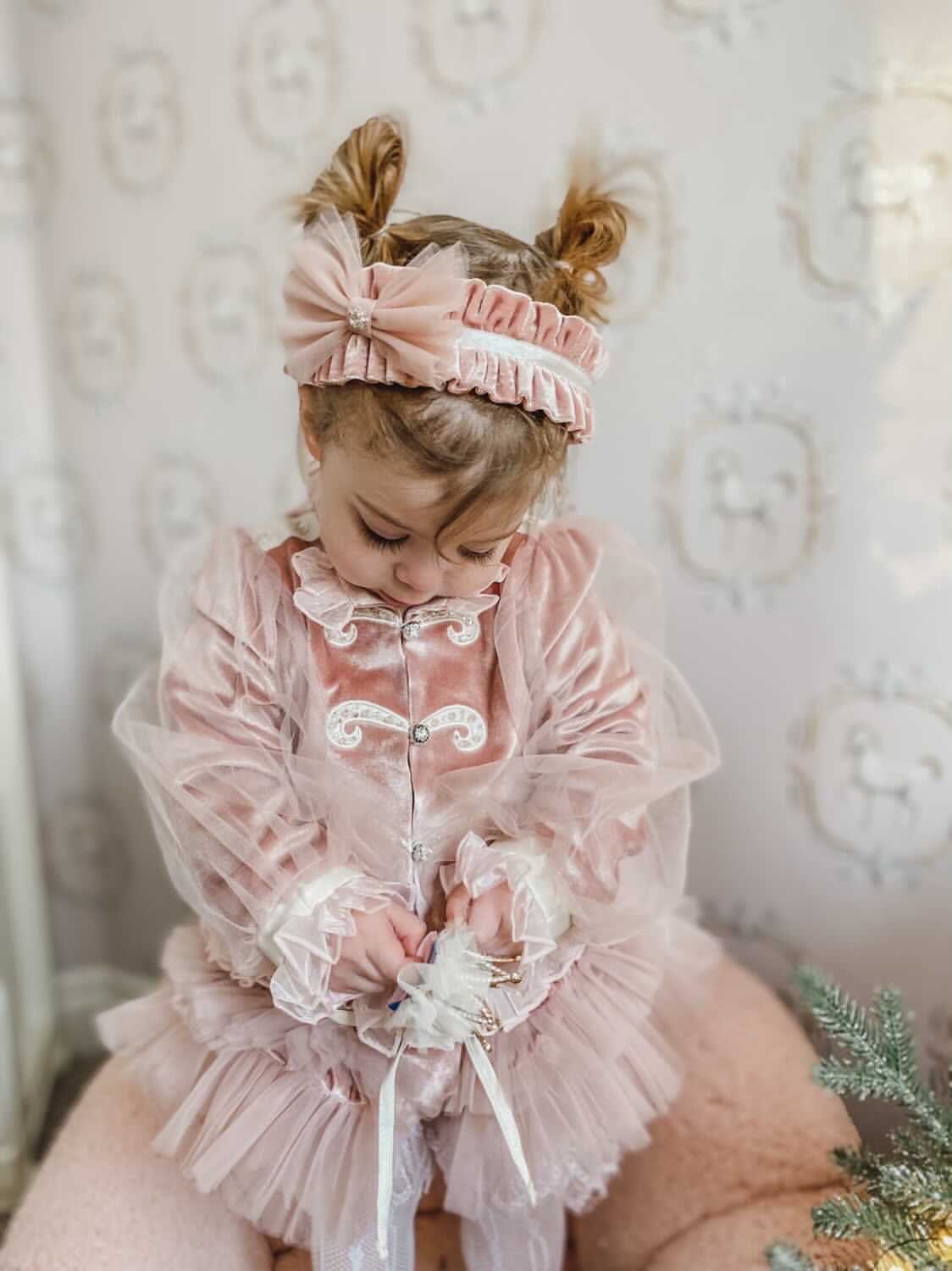 Clara Pink Velour Hair Sash - Image 3