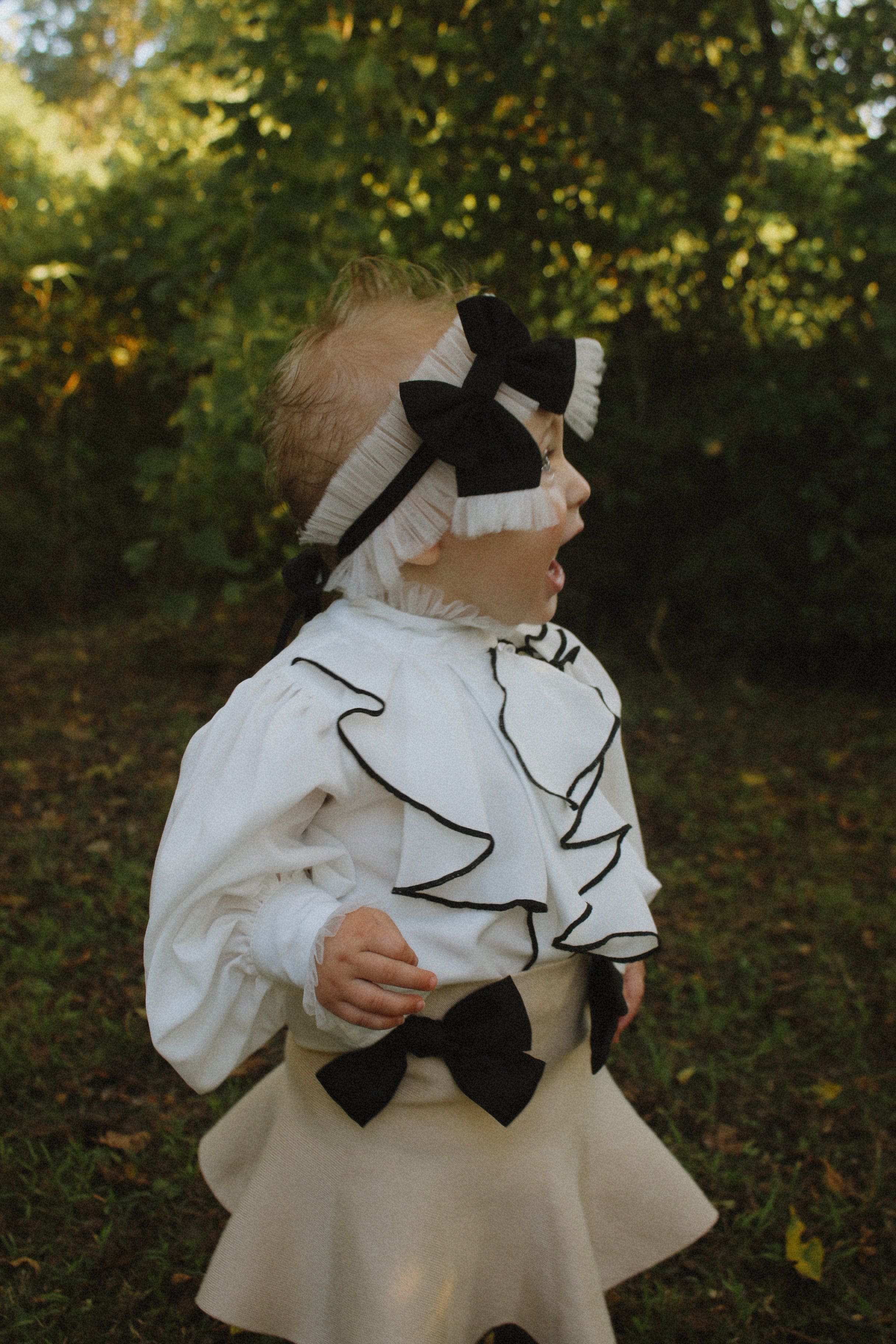 Gwen White Blouse With Black Ruffle Trim - Image 12