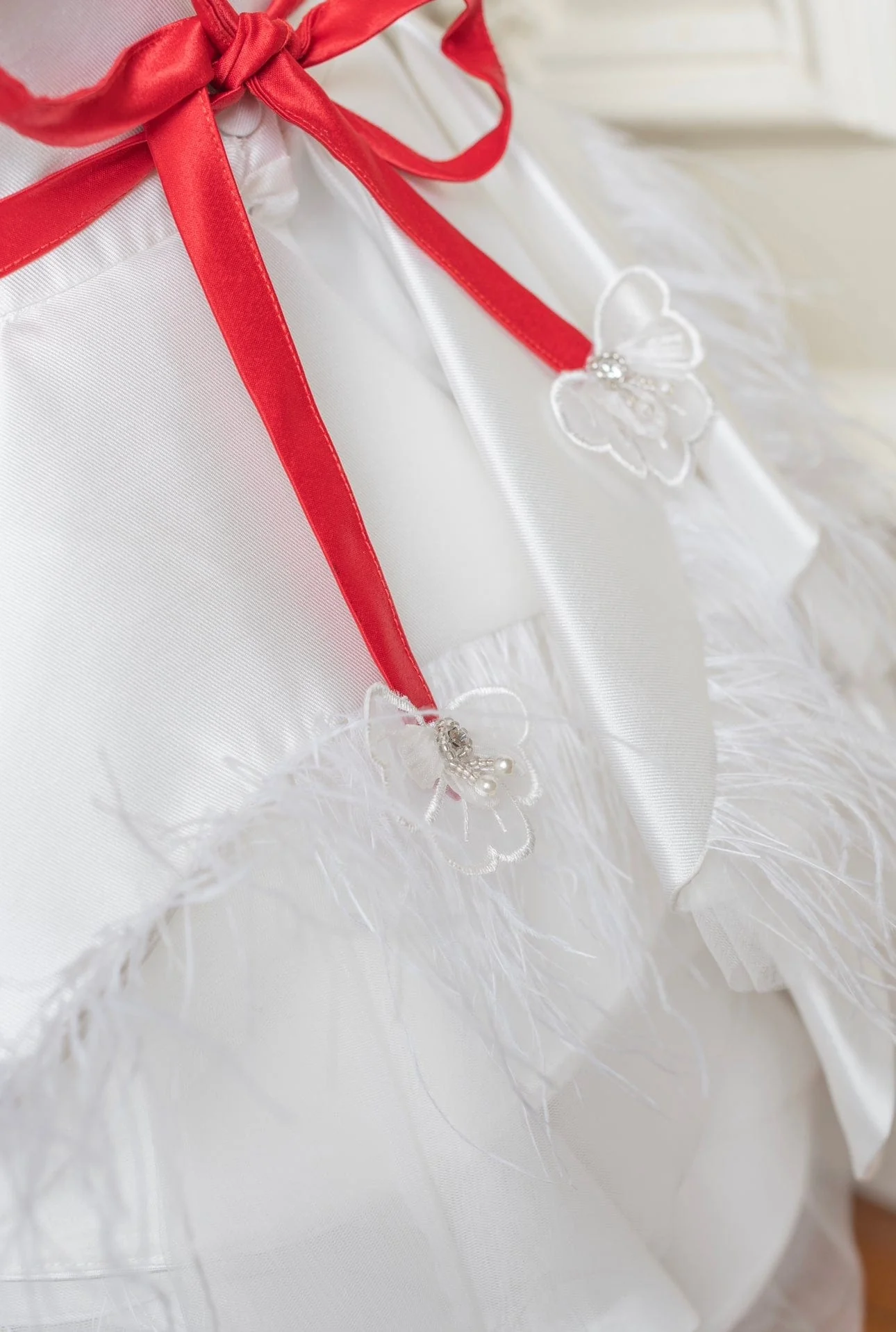 Constanza White Ceremony Dress with Red Bow - Image 10